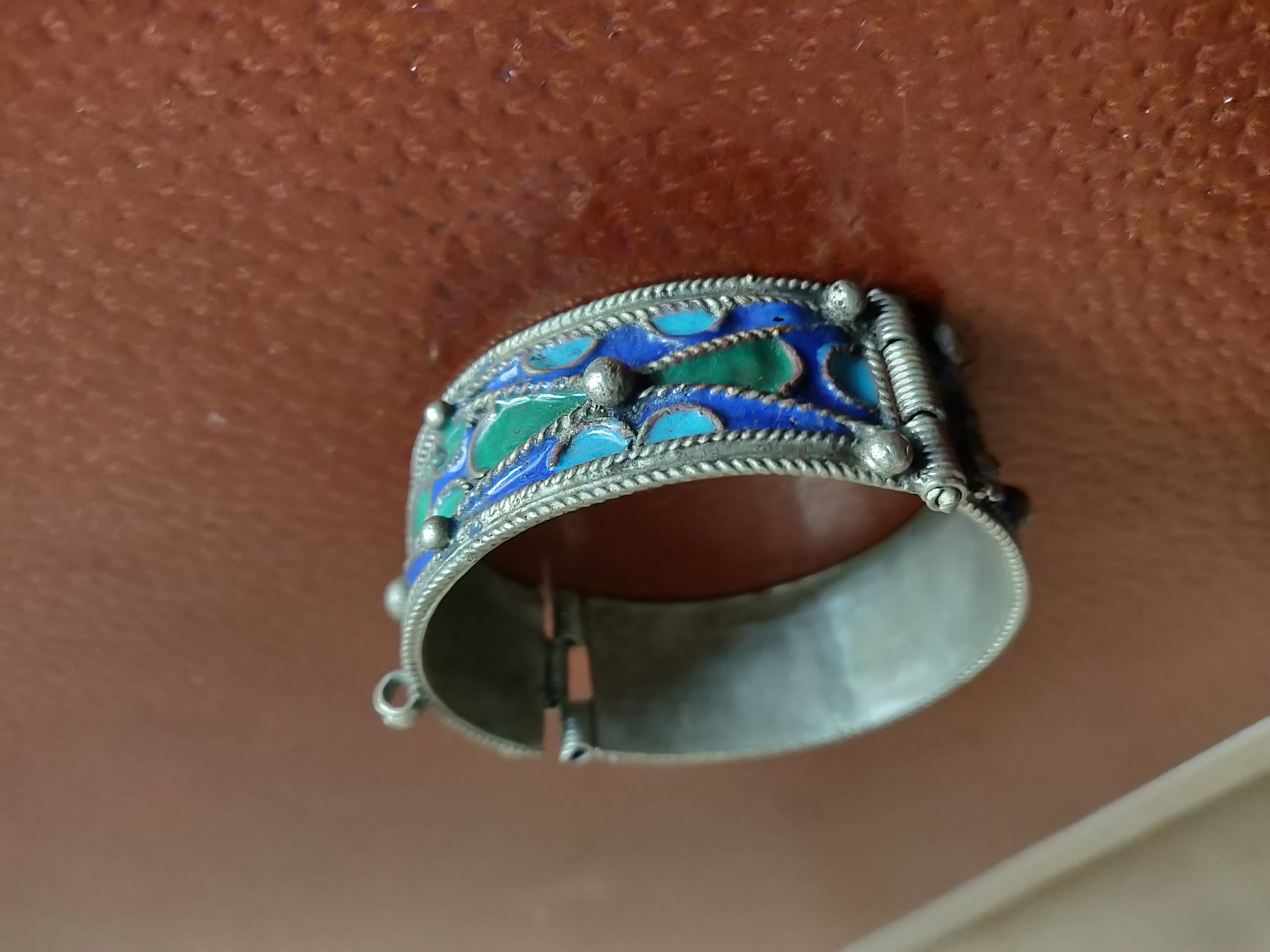 Vintage Enamel Silver Bracelet