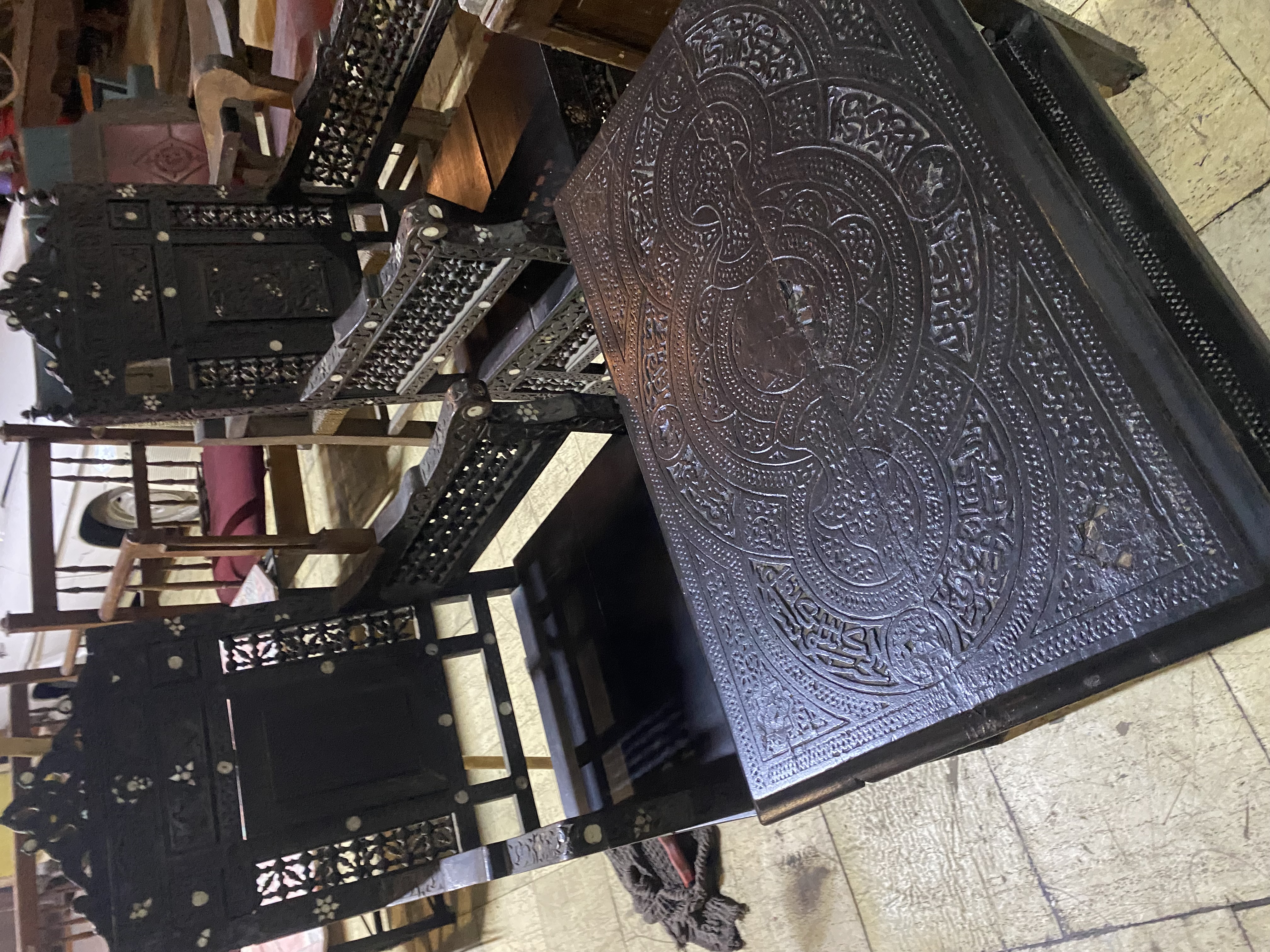 Antique Carved Wooden Set