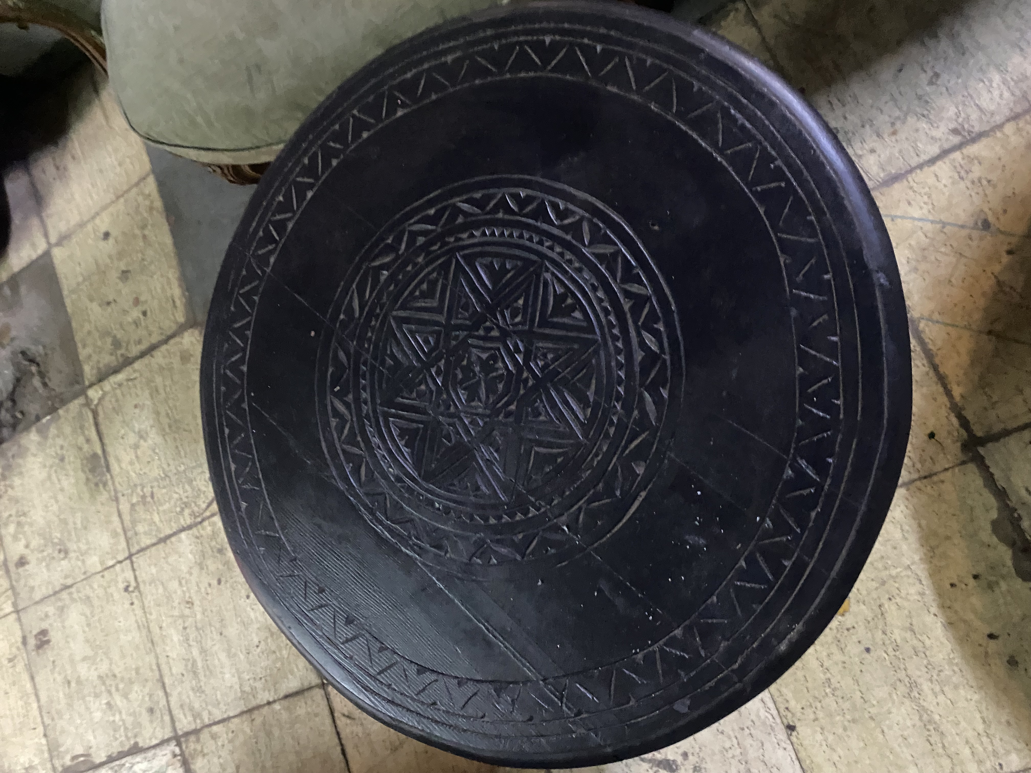 Hand-Carved Wooden Table