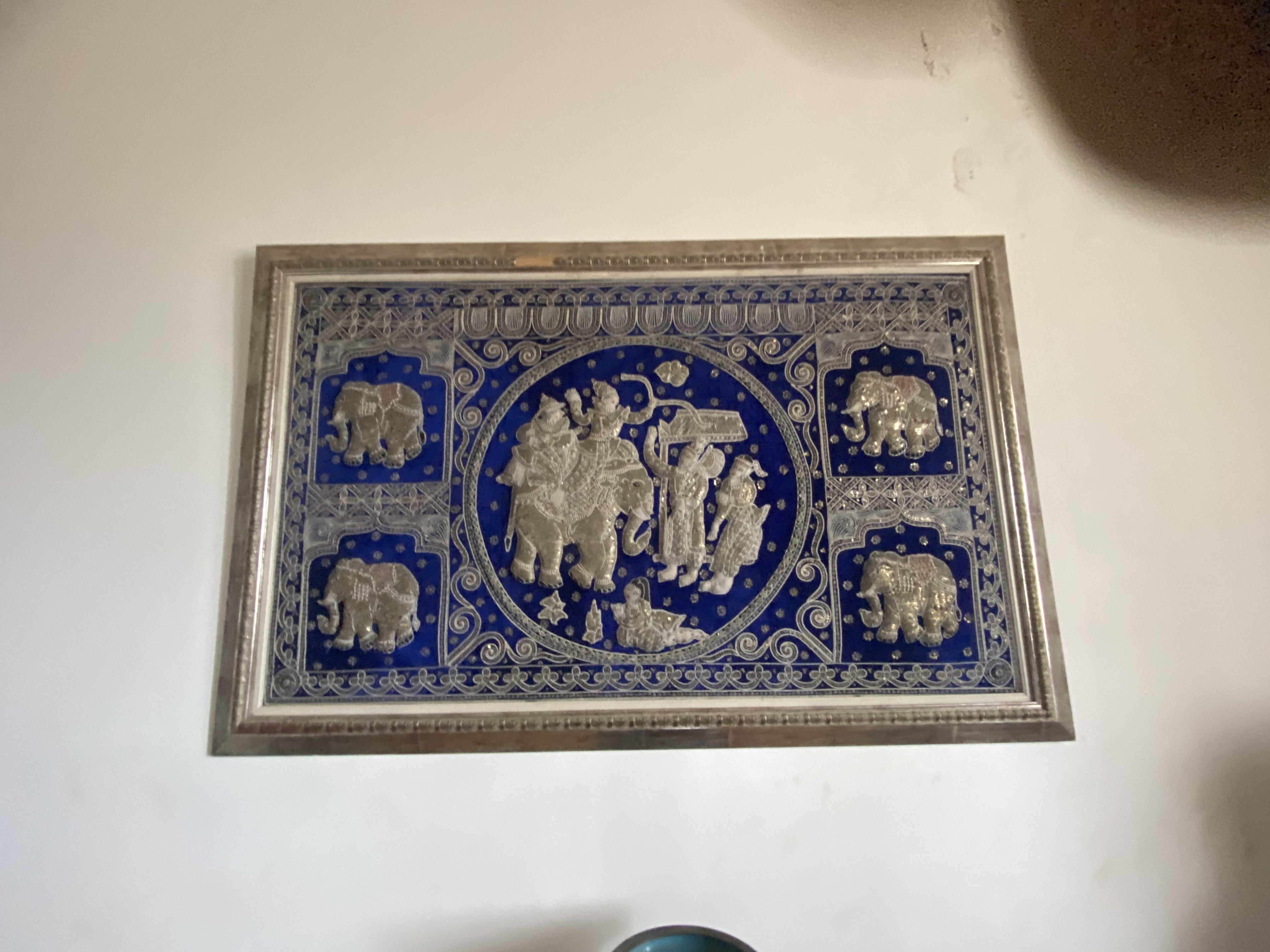 Metal Embossed Elephant Art Panel