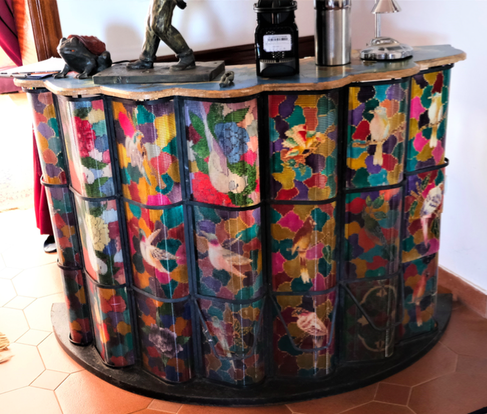 Vintage Mosaic Front Bar Cabinet