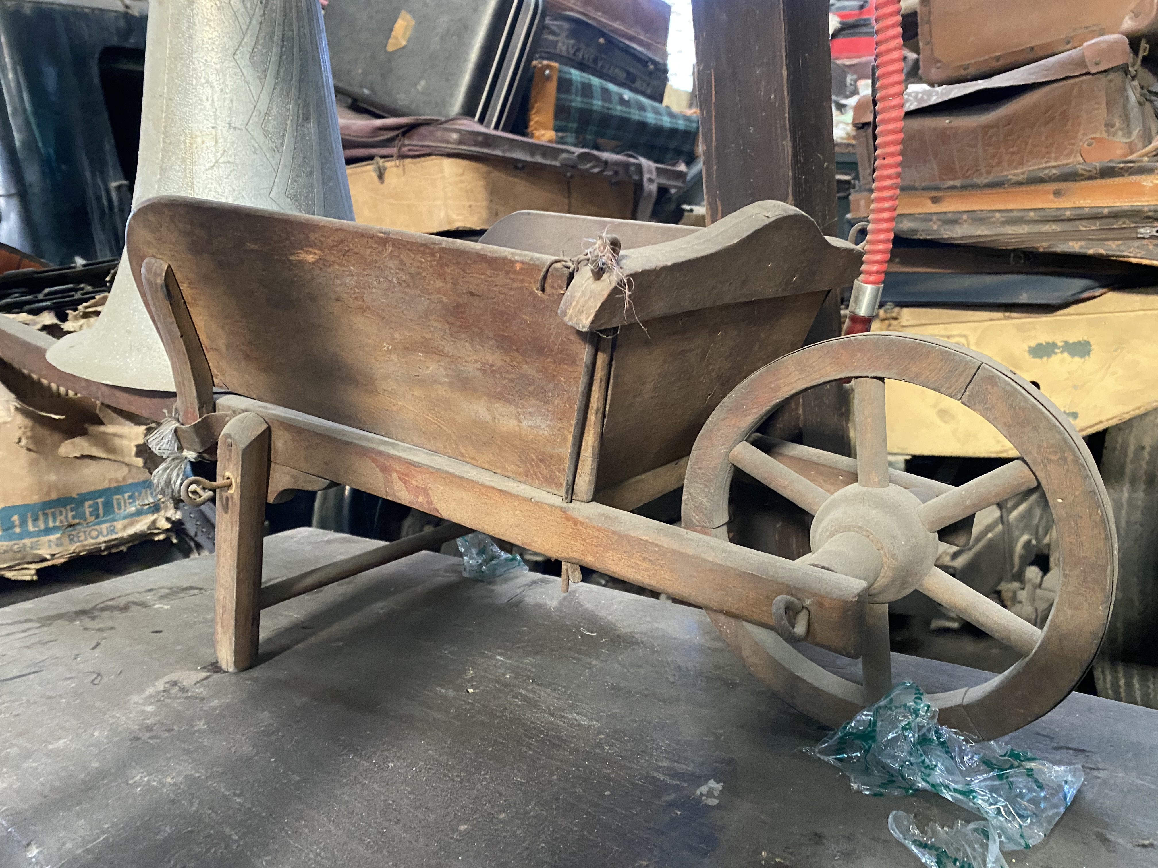 Vintage Wooden Wheelbarrow