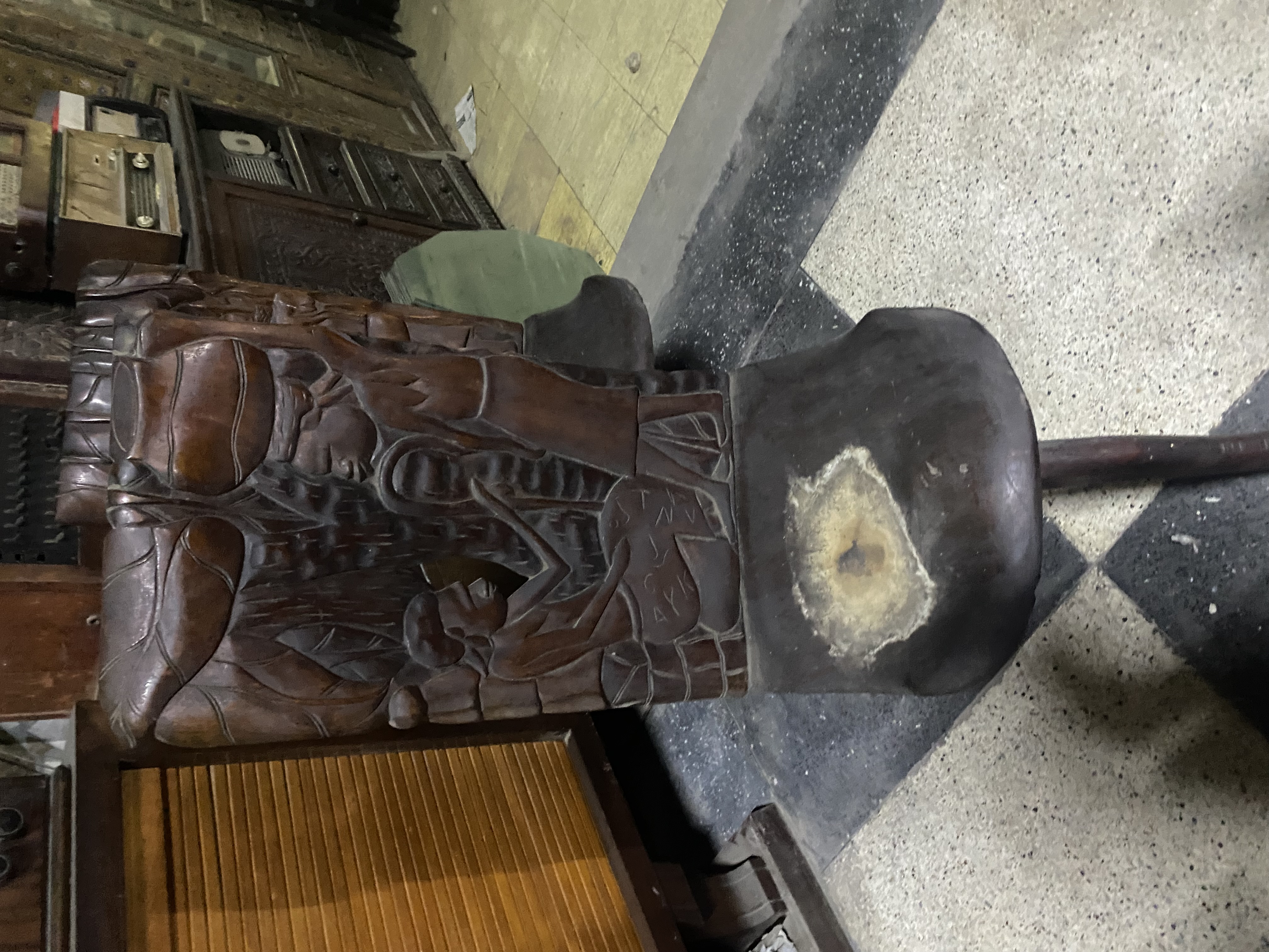 Hand-Carved Wooden Chair