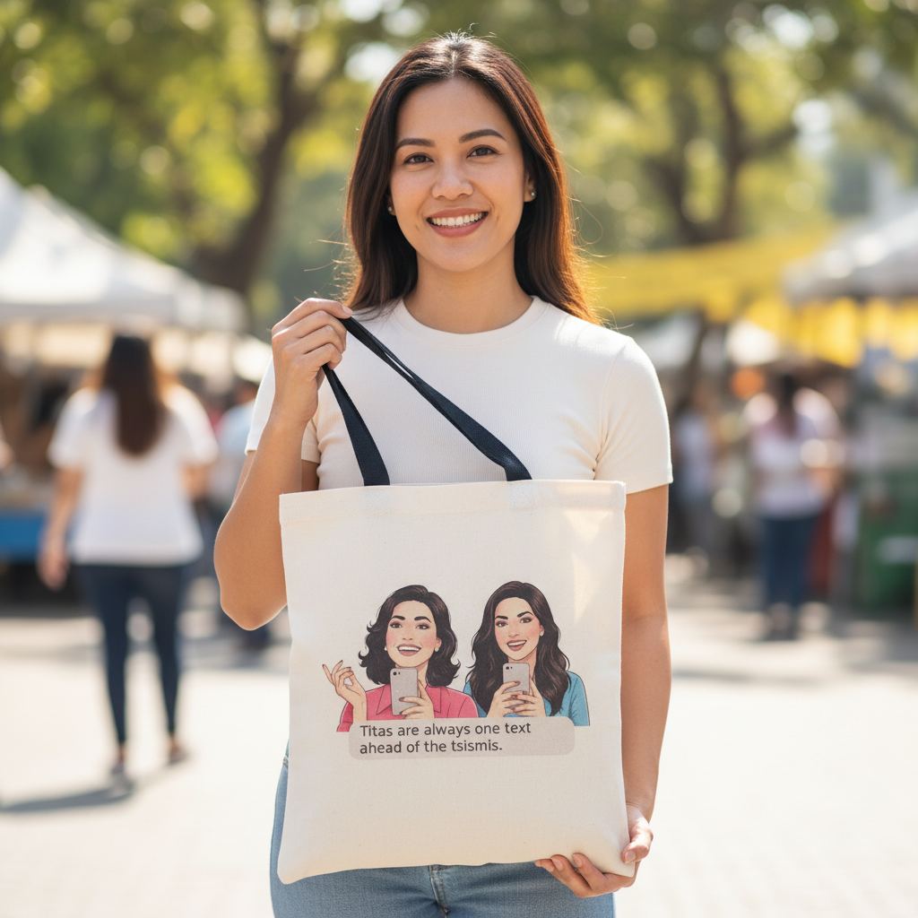 "Titas are always one text ahead of the tsismis."  Tote Bag