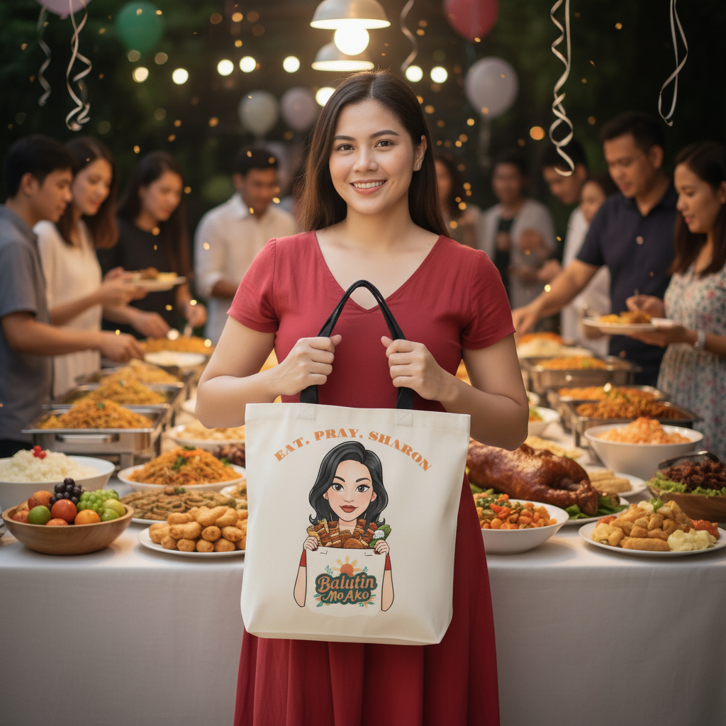 "EAT, PRAY, SHARON Balutin Mo Ako" Tote Bag