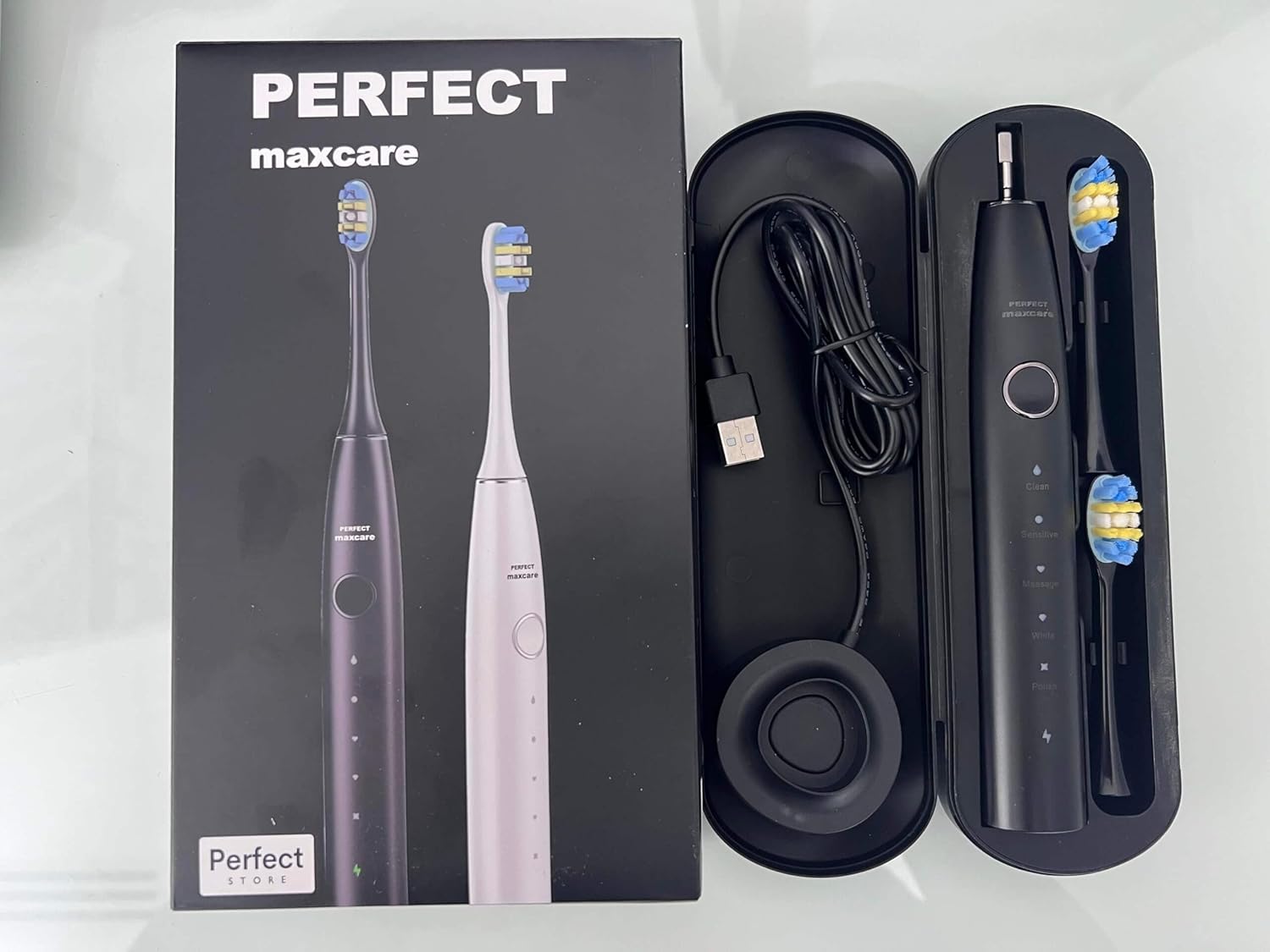 MAX 396 Sonic Electric Toothbrush with 5 Speed Modes, Arabic, English Instructions (BLACK, ADULT)