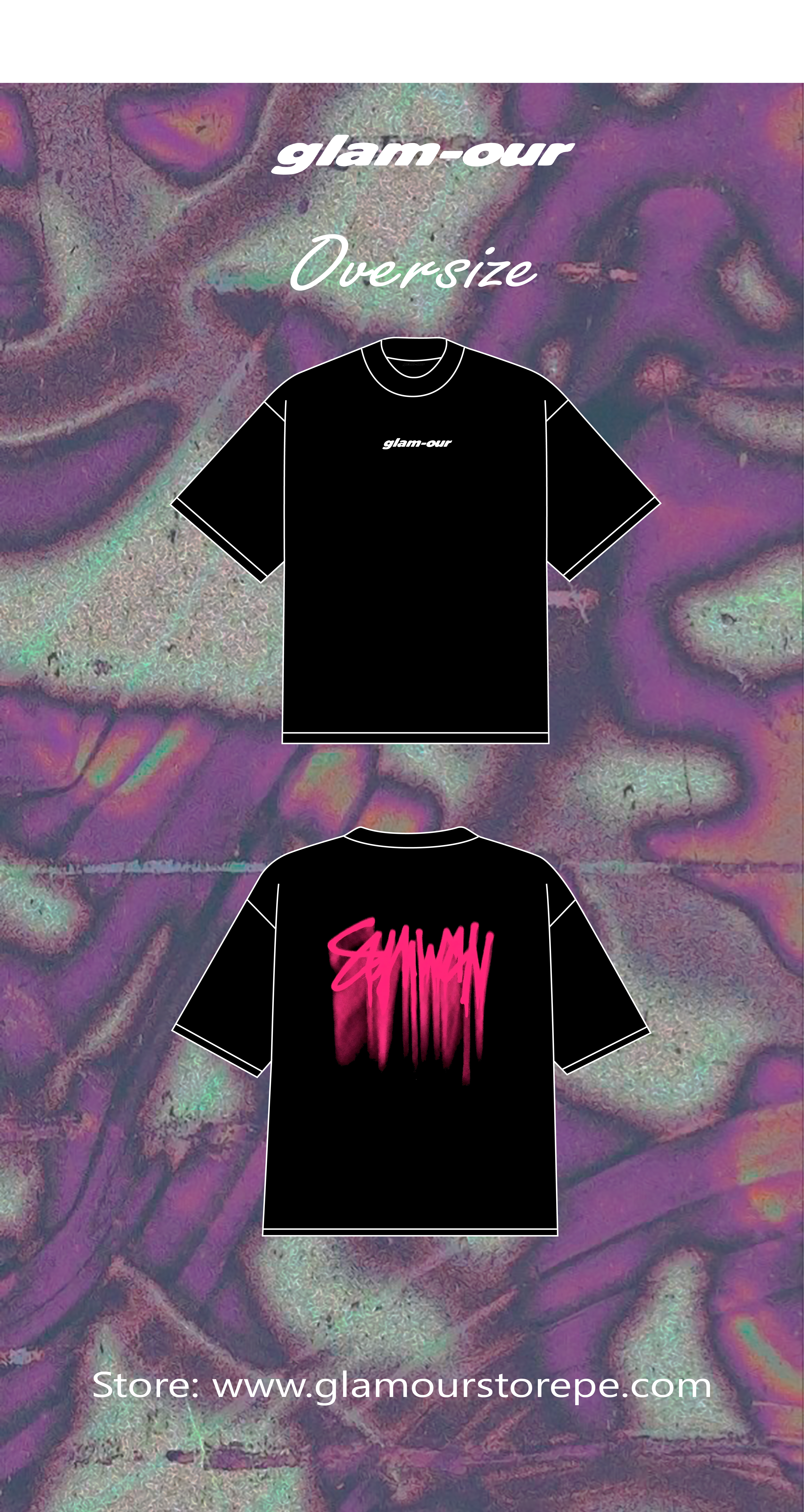 Oversize Negro con grafiti Pink