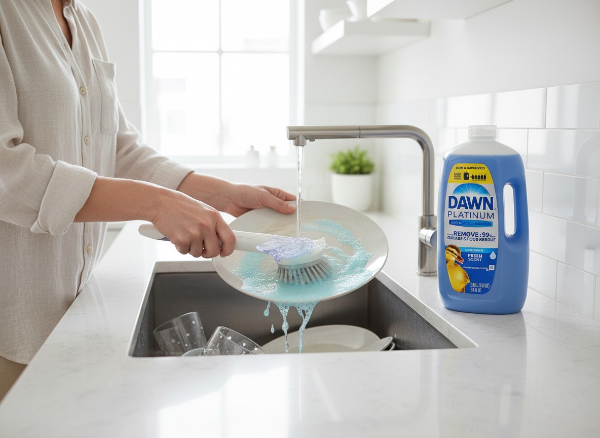 Dawn Platinum Dish Soap + Soap Dispensing Dish Brush Bundle – 90 oz + Brush with 2 Replacement Heads