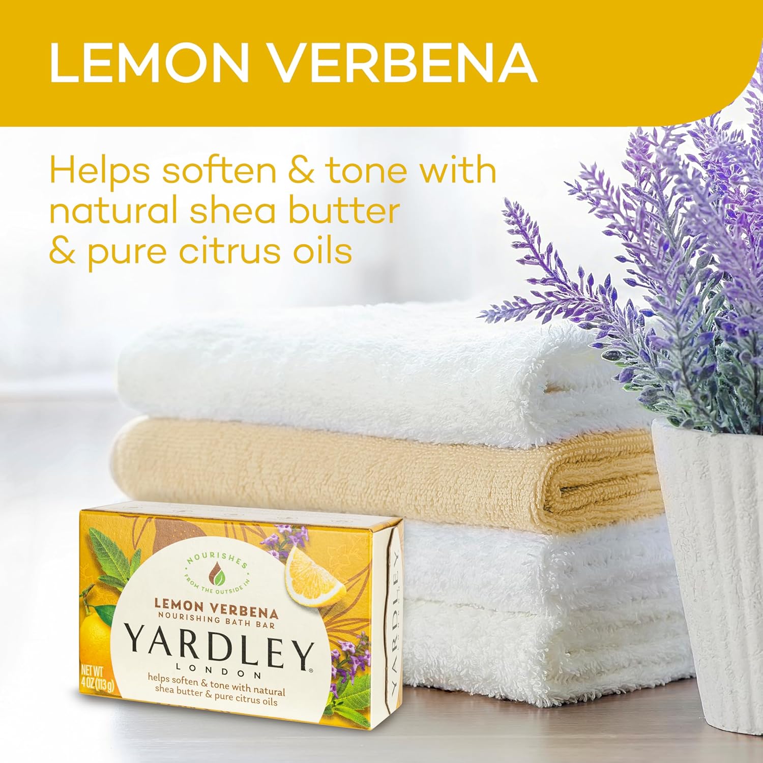 Yardley London Lemon Verbena Bar Soap, 4.25 oz Each (Pack of 3)