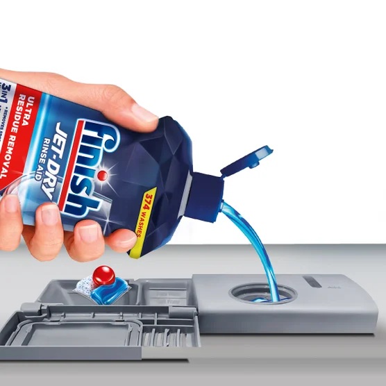 Finish Jet-Dry Rinse Aid Dishwasher Liquid – Ultra Residue Removal, 38 oz (374 Washes)