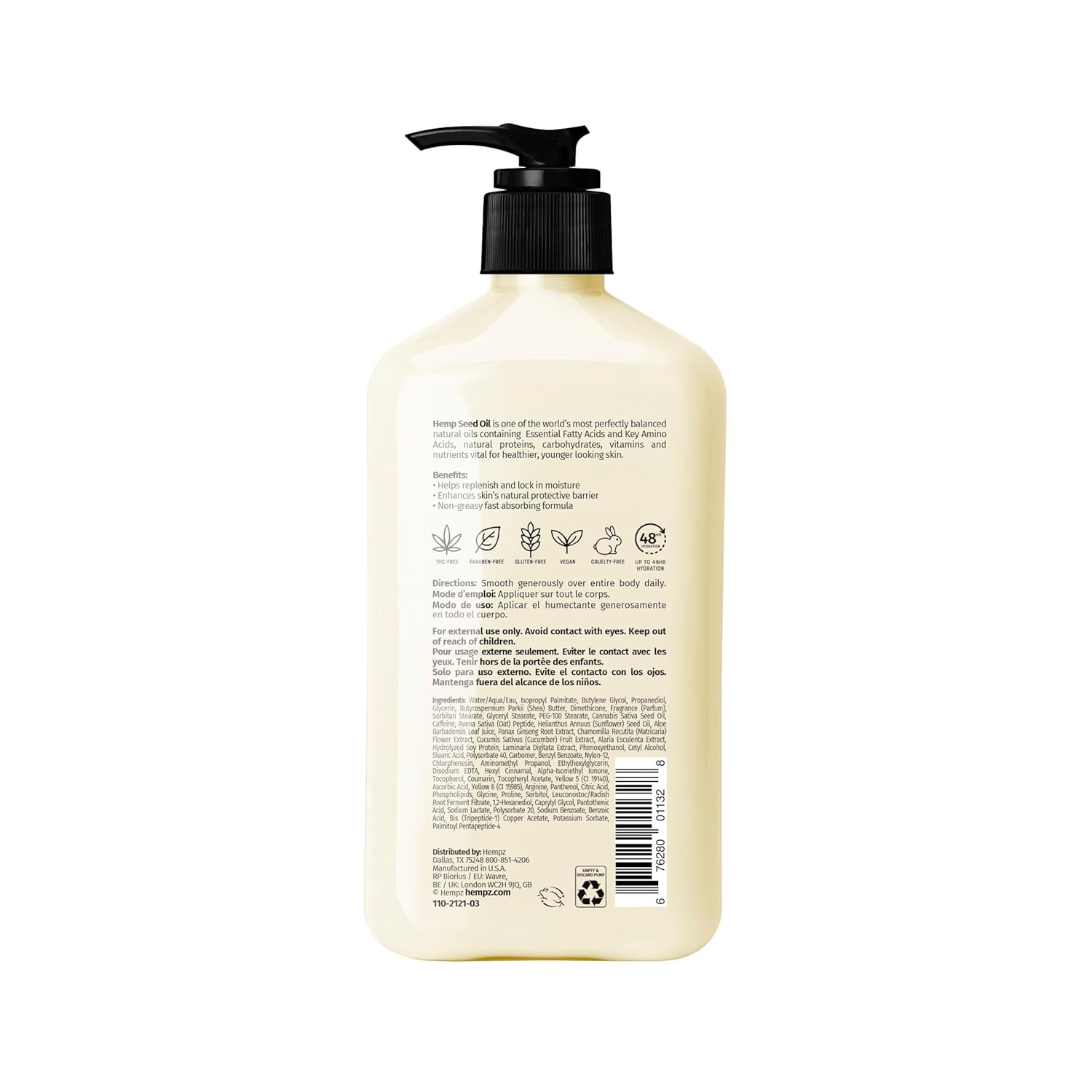 Hempz Age Defying Herbal Body Moisturizer 17 oz – Peptides + Caffeine Firming Lotion