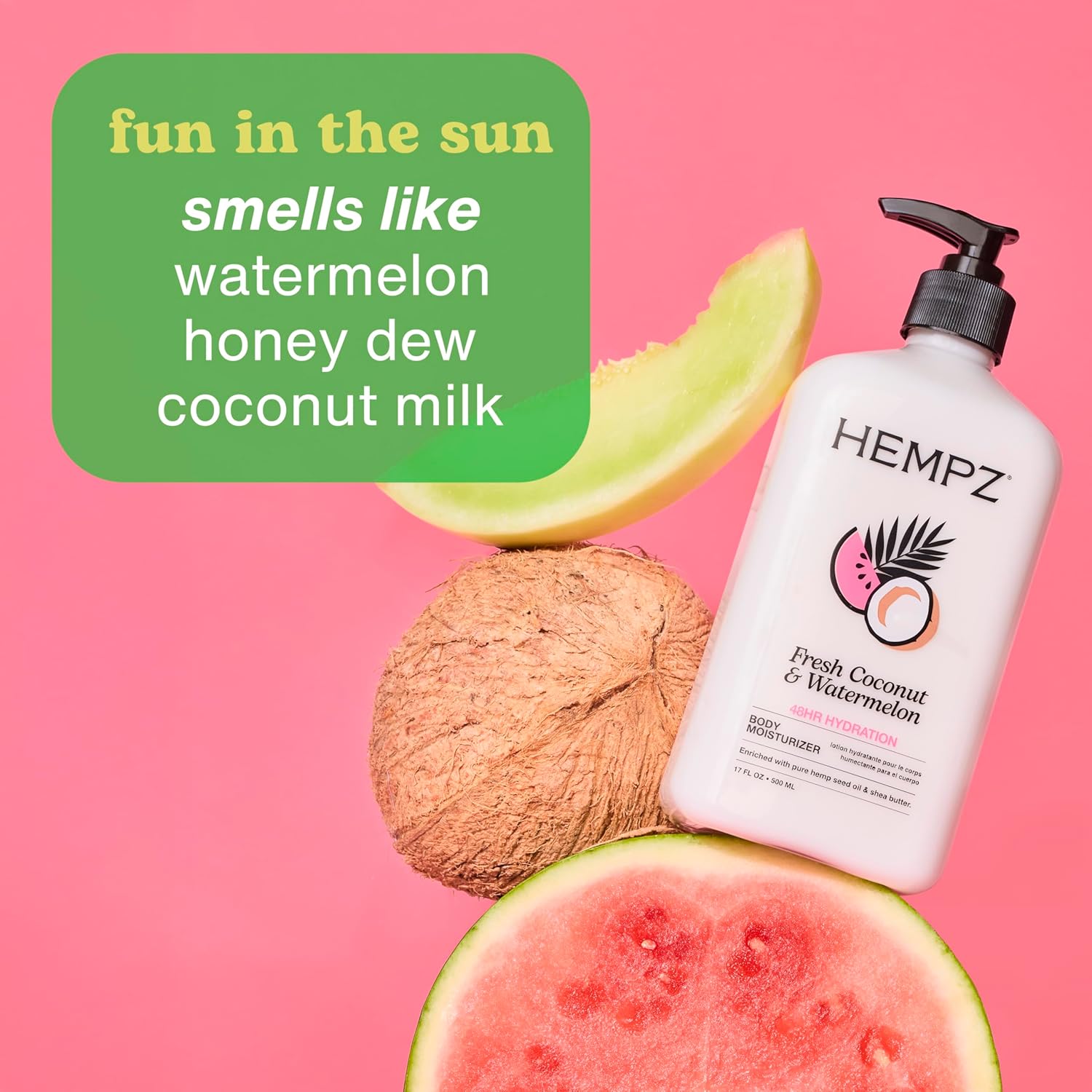 Hempz Body Lotion Fresh Coconut & Watermelon 17 oz – Hydrating Moisturizer for Dry Skin