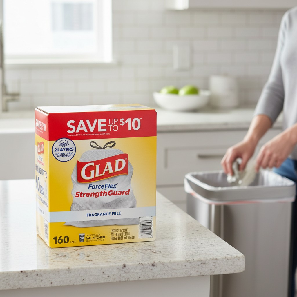 Glad ForceFlex StrengthGuard Trash Bags 13 Gallon, 160 Count, Fragrance Free