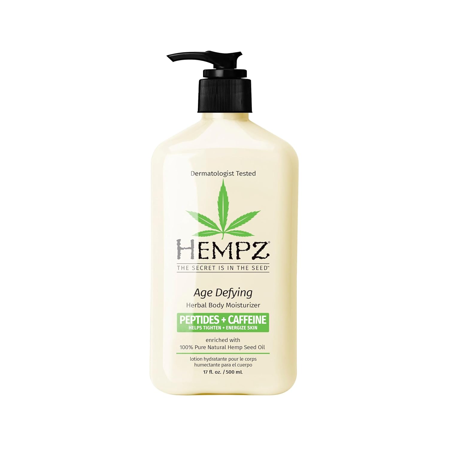 Hempz Age Defying Herbal Body Moisturizer 17 oz – Peptides + Caffeine Firming Lotion