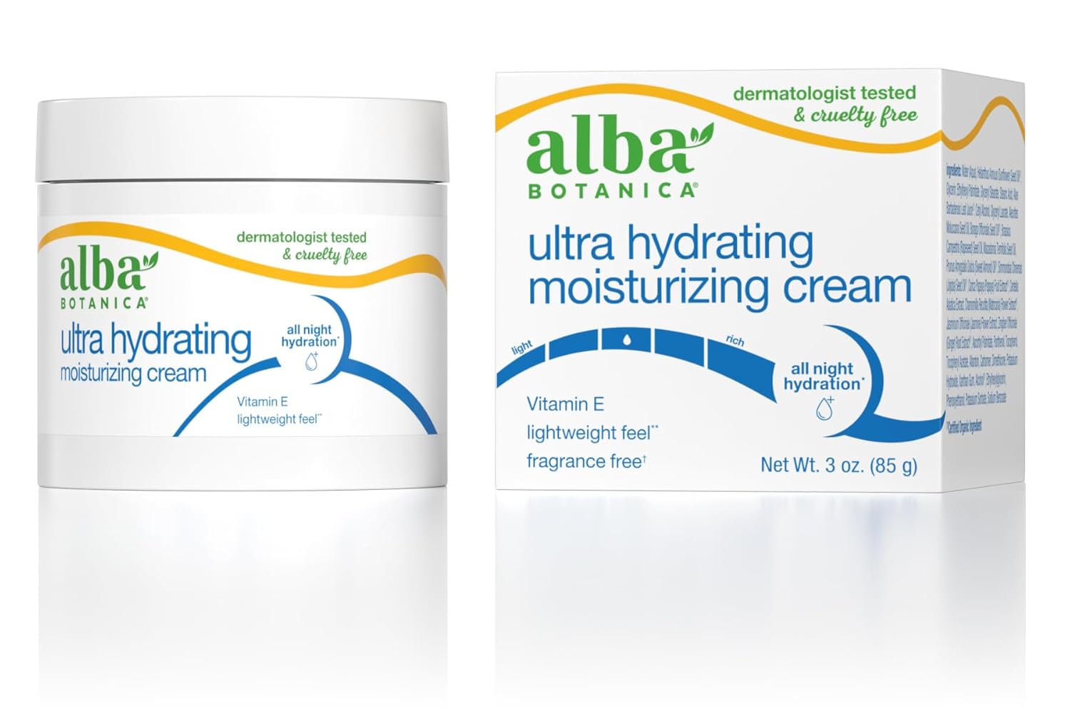 Alba Botanica Ultra Hydrating Face & Neck Cream 3 oz – Fragrance Free Vitamin E