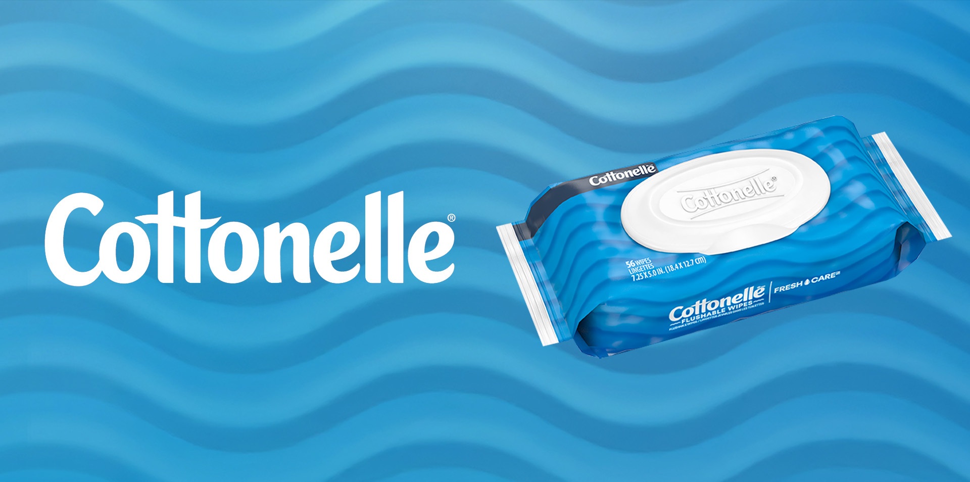 Cottonelle Flushable Wet Wipes – Fresh Care, 5 Packs (56 Wipes Each), 280 Total Wipes