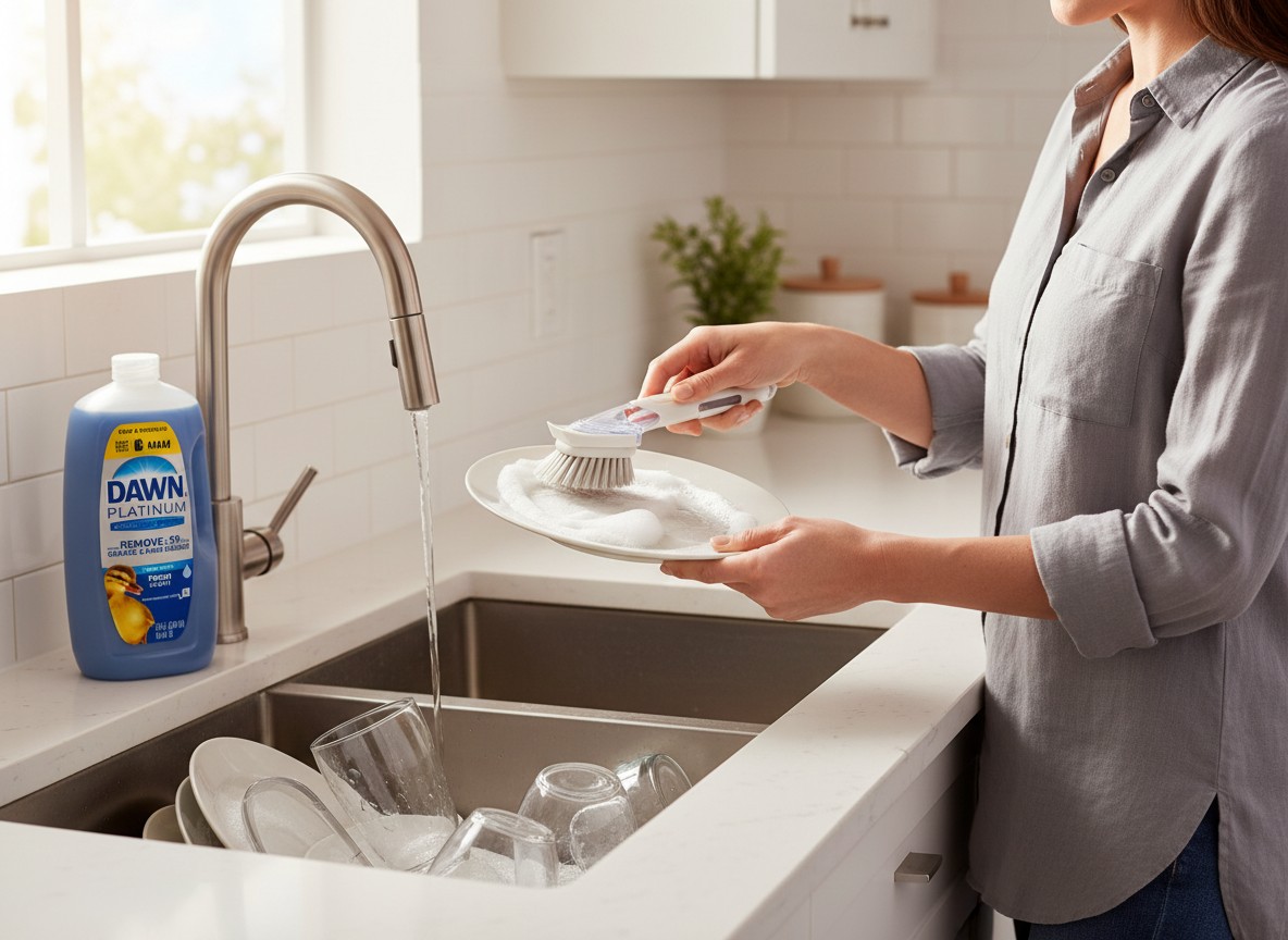 Dawn Platinum Dish Soap + Soap Dispensing Dish Brush Bundle – 90 oz + Brush with 2 Replacement Heads