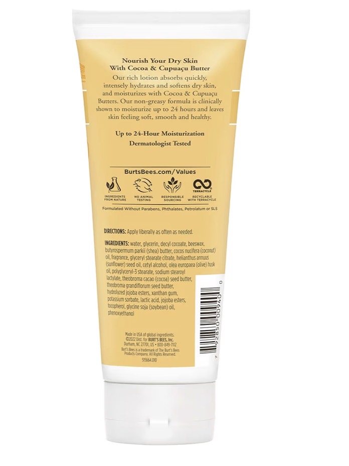 Burt's Bees Richly Replenishing Cocoa & Cupuacu Butters Body Lotion, 6 oz