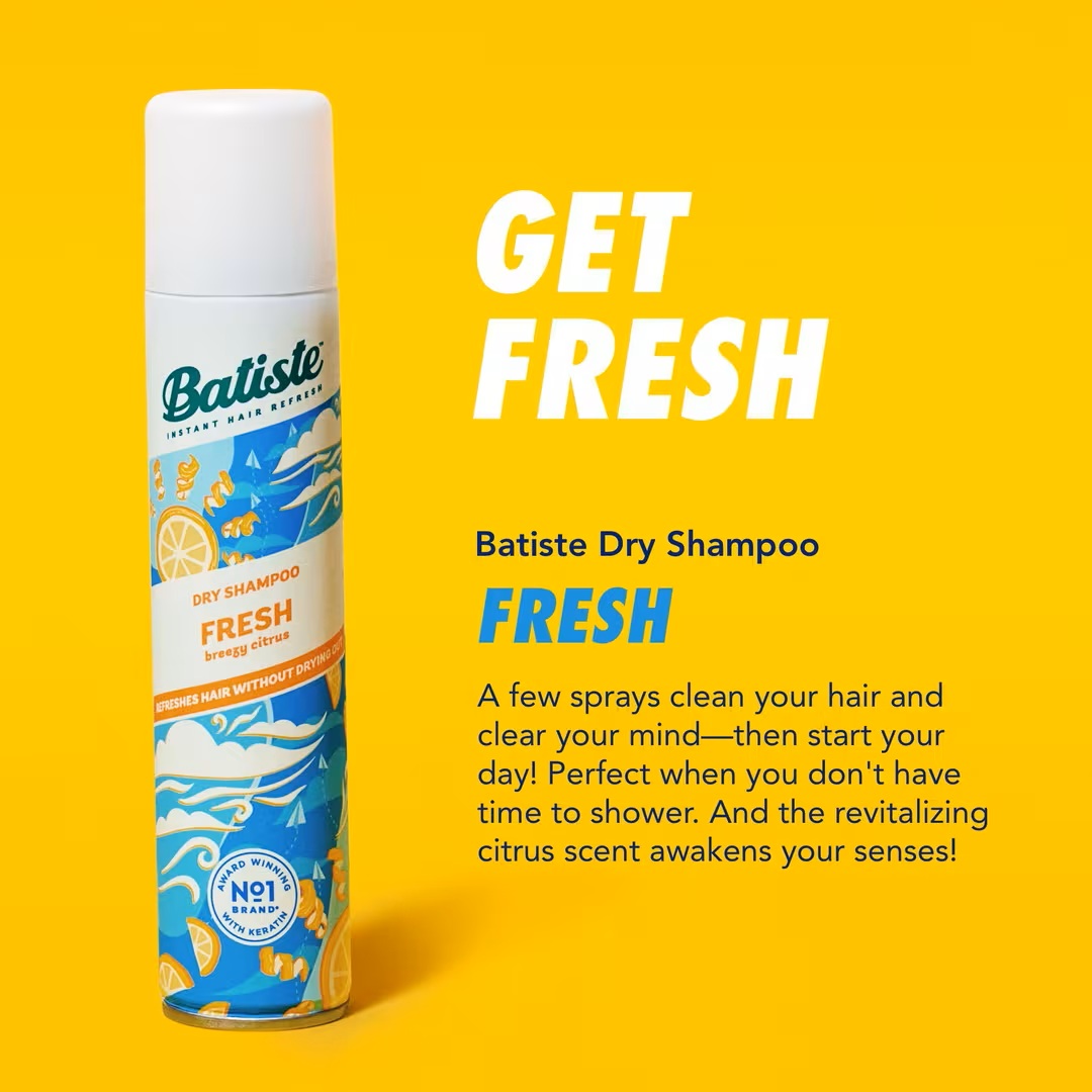 Batiste Dry Shampoo Fresh 6.73 oz (200 ml) – 2 Pack, Instant Hair Refresh, Waterless Spray