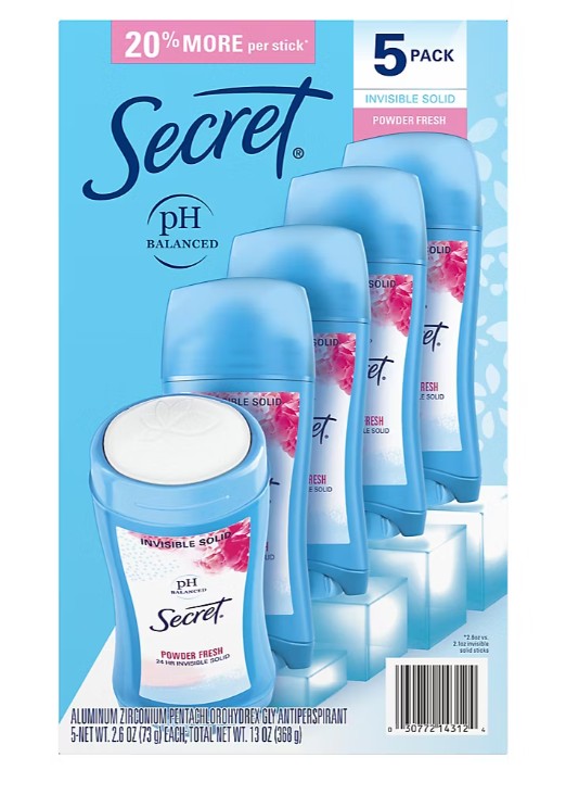 Invisible Solid Deodorant 5-Pack – Powder Fresh, 24HR Protection, Everyday Essential