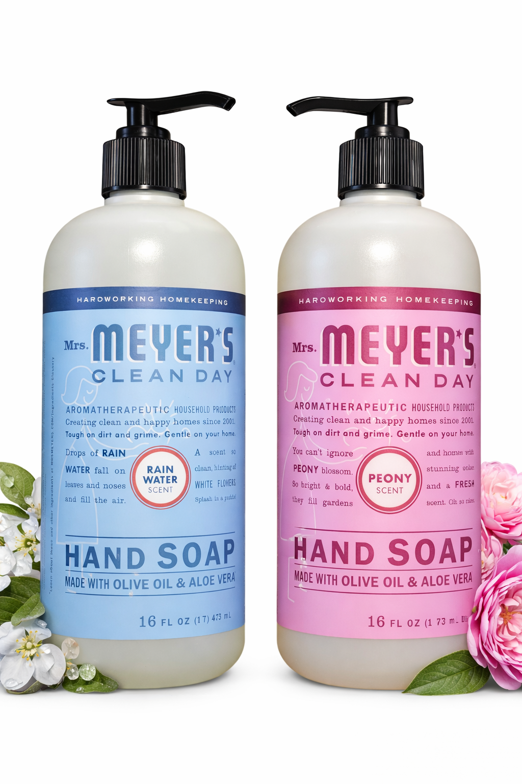 Mrs. Meyer’s Hand Soap Duo – Rain Water & Peony, 16 fl oz Bottles (2-Pack)
