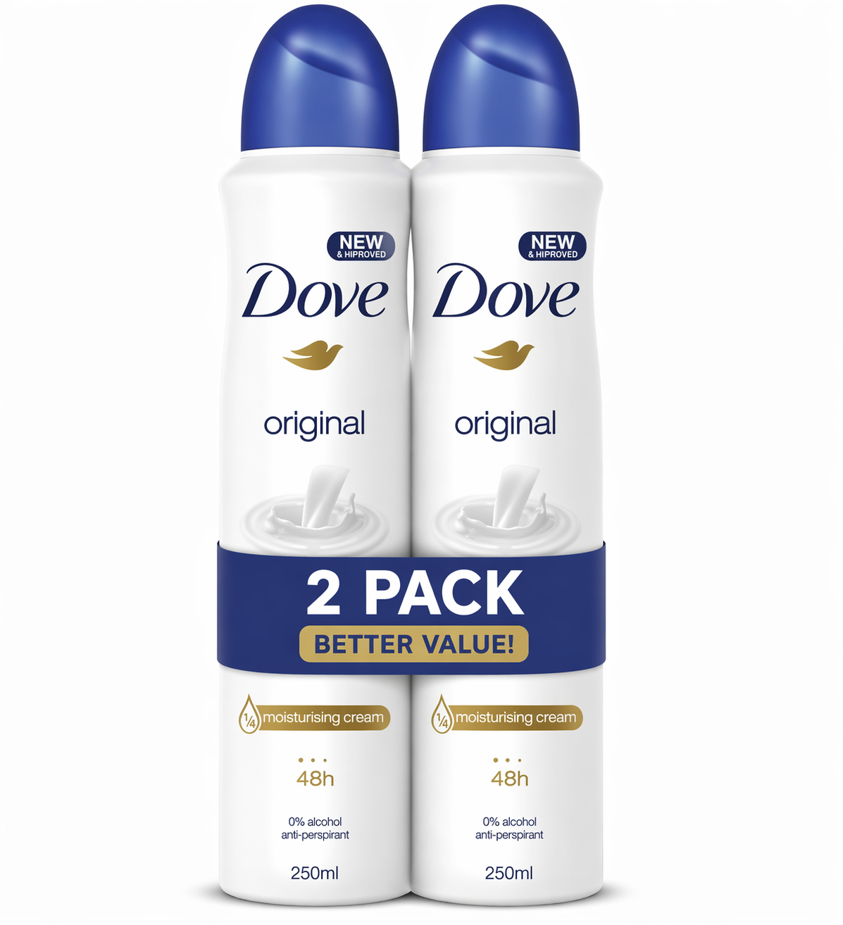 Dove Original Antiperspirant Spray 250 ml – 2 Pack, 48h Protection, Moisturizing Care