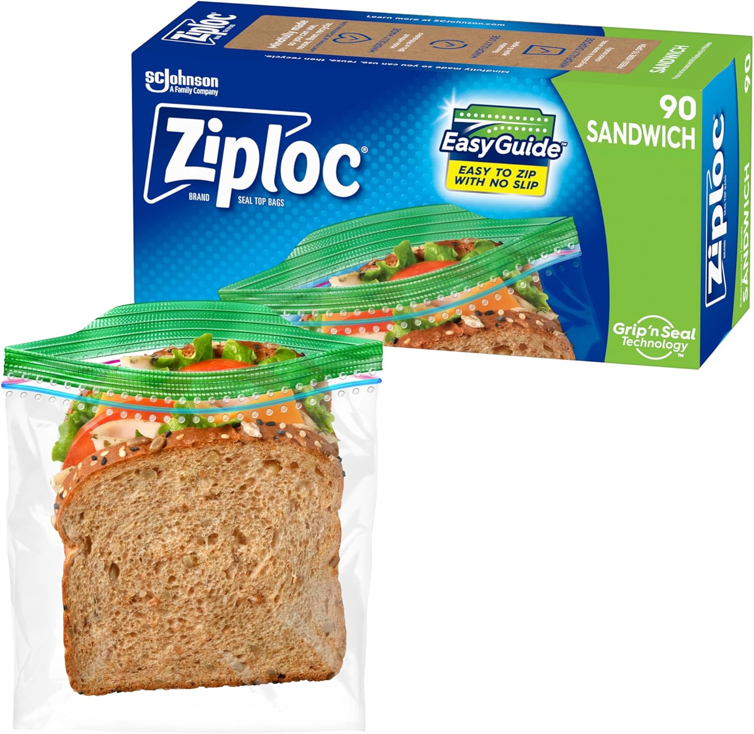 Ziploc Sandwich Bags, 90 Count Each (Pack of 2, 180 Total Bags)