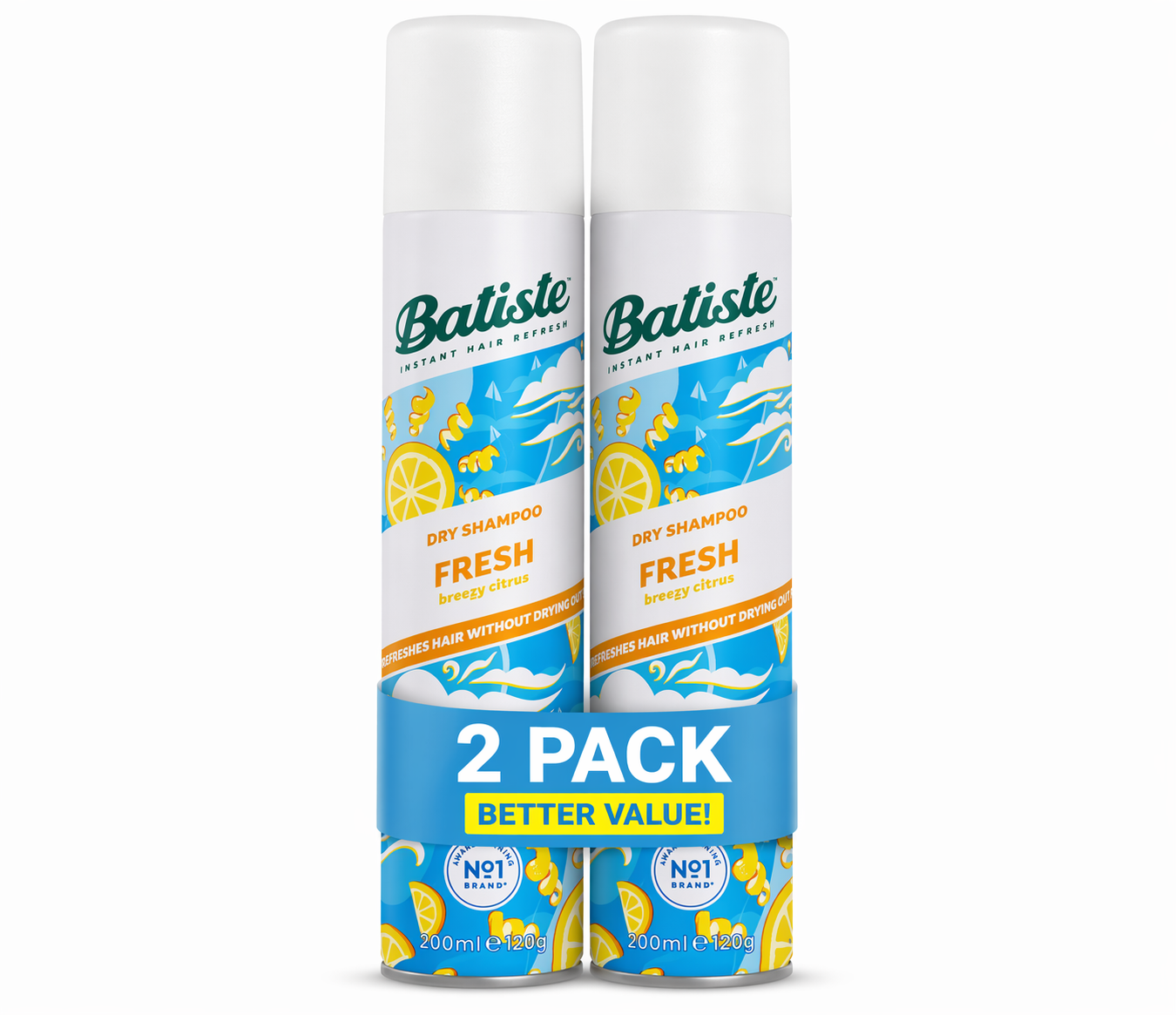 Batiste Dry Shampoo Fresh 6.73 oz (200 ml) – 2 Pack, Instant Hair Refresh, Waterless Spray