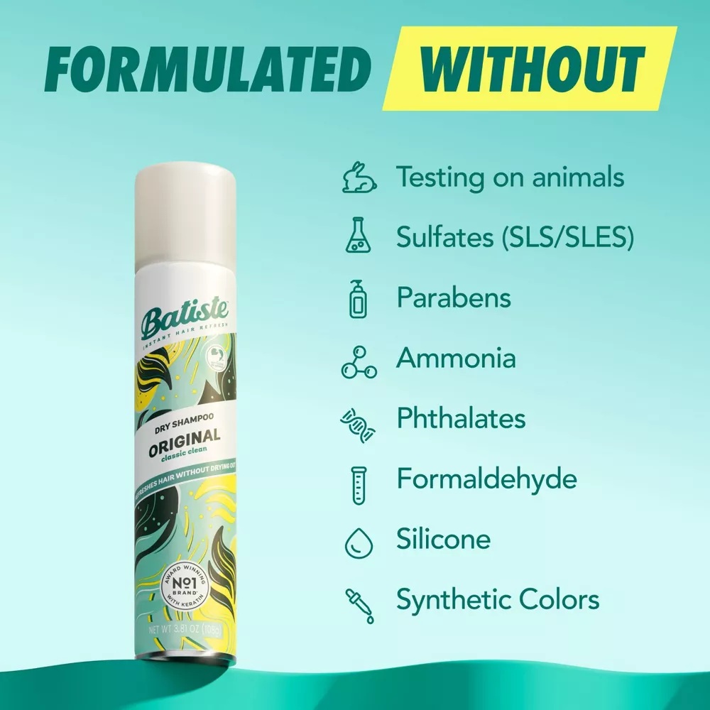 Batiste Original Dry Shampoo Spray 3.81 oz – Classic Clean Scent | Waterless Hair Refresh