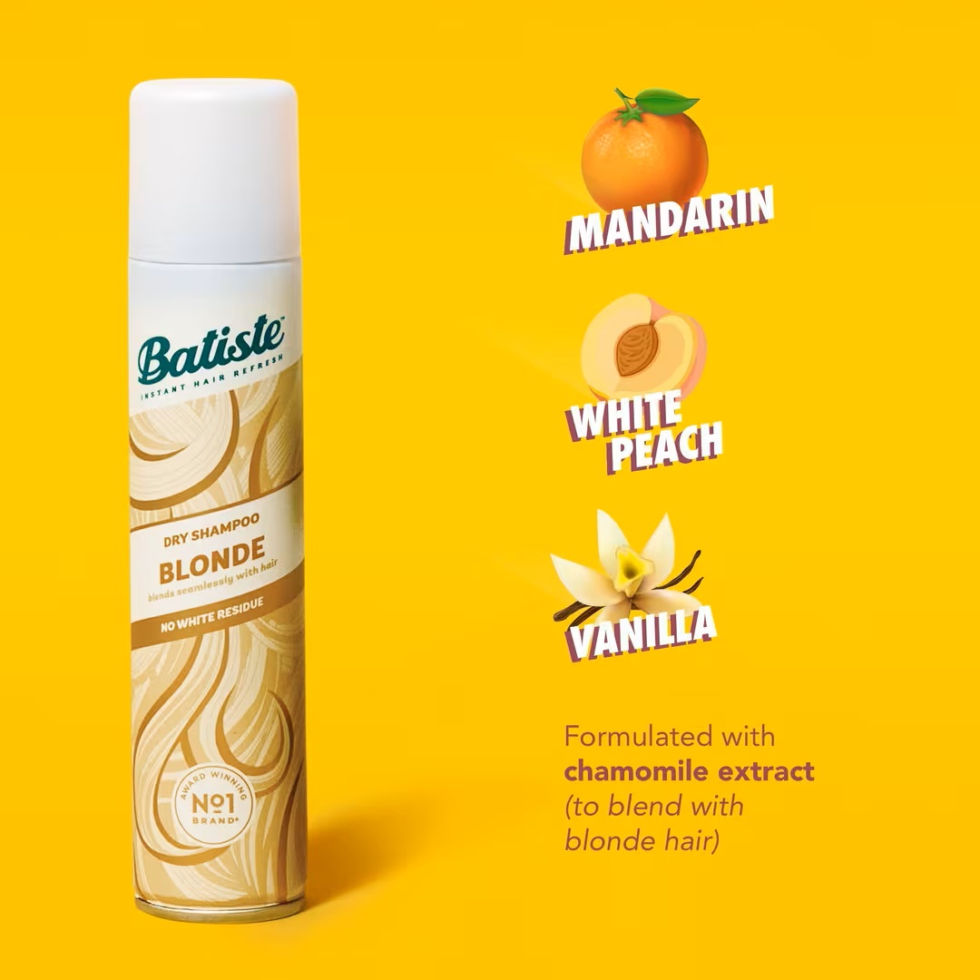 Batiste Dry Shampoo Blonde 3.81 oz – Instant Hair Refresh with Hint of Color, Waterless Spray
