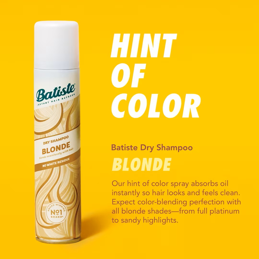 Batiste Dry Shampoo Blonde 3.81 oz – Instant Hair Refresh with Hint of Color, Waterless Spray