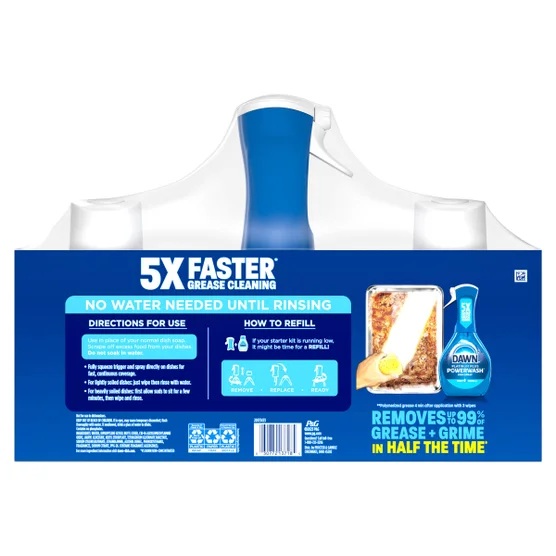 Dawn Platinum Plus Powerwash Dish Spray Starter Kit + 2 Refills – Fresh Clean