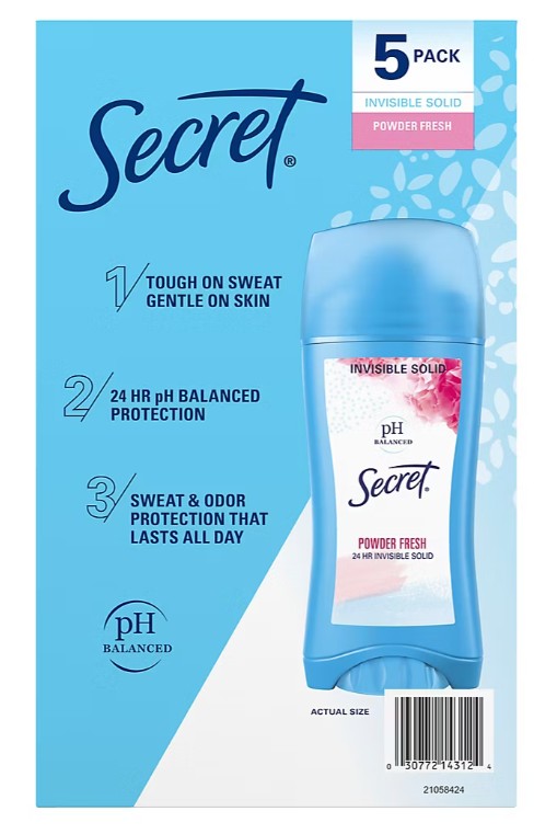 Invisible Solid Deodorant 5-Pack – Powder Fresh, 24HR Protection, Everyday Essential