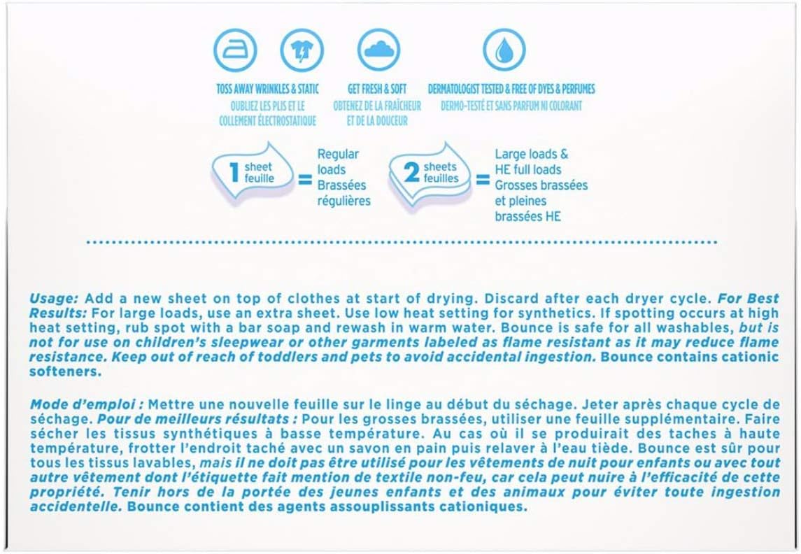 BOUNCE - FREE & GENTLE UNSCENTED DRYER SHEETS 320 Count