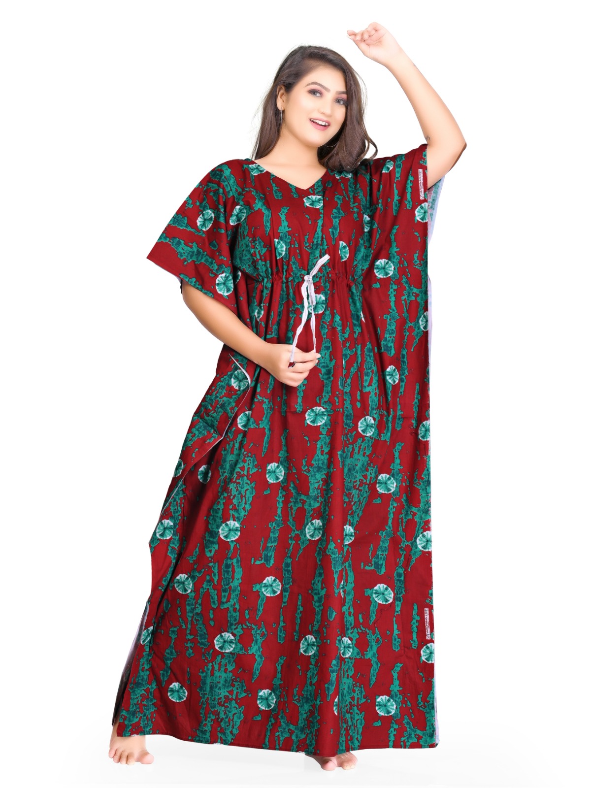 Red Printed Kaftan Dress