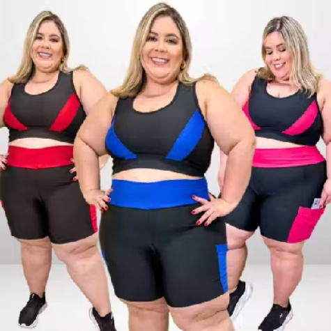 Conjunto fitness plus size feminino