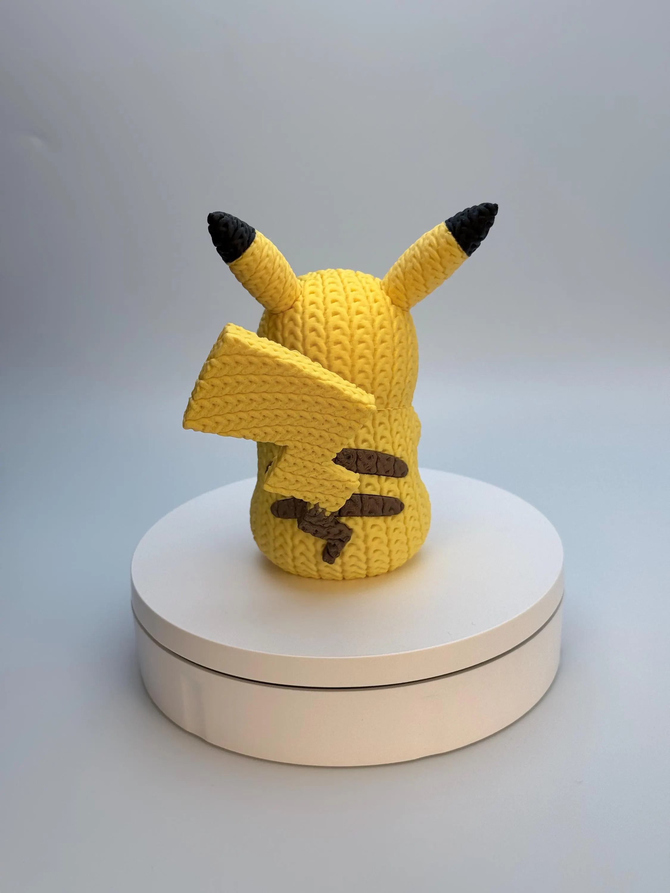 3D Printed Knitted Pikachu Figurine | Pokémon Decor | Pikachu Desk Buddy