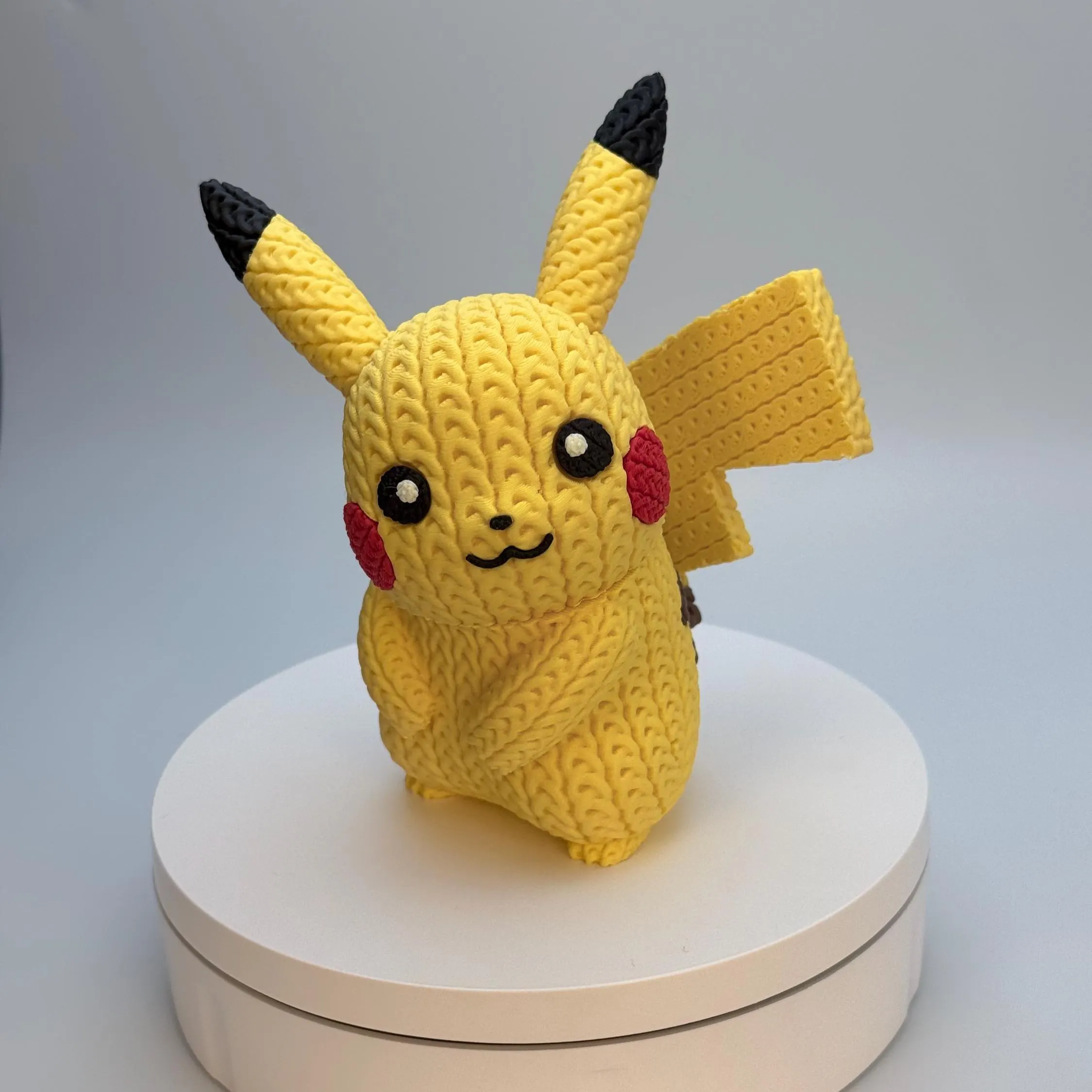 3D Printed Knitted Pikachu Figurine | Pokémon Decor | Pikachu Desk Buddy