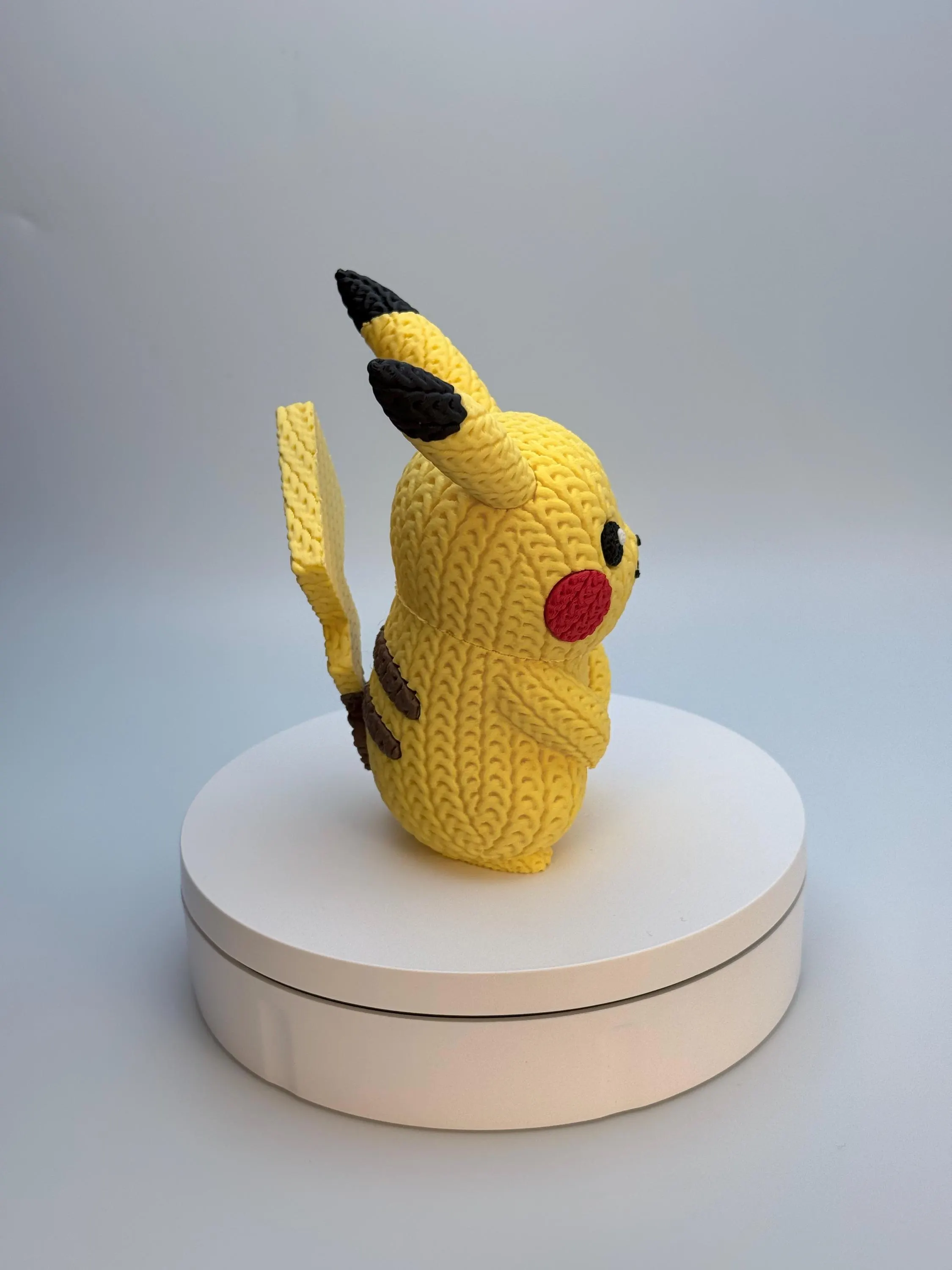 3D Printed Knitted Pikachu Figurine | Pokémon Decor | Pikachu Desk Buddy