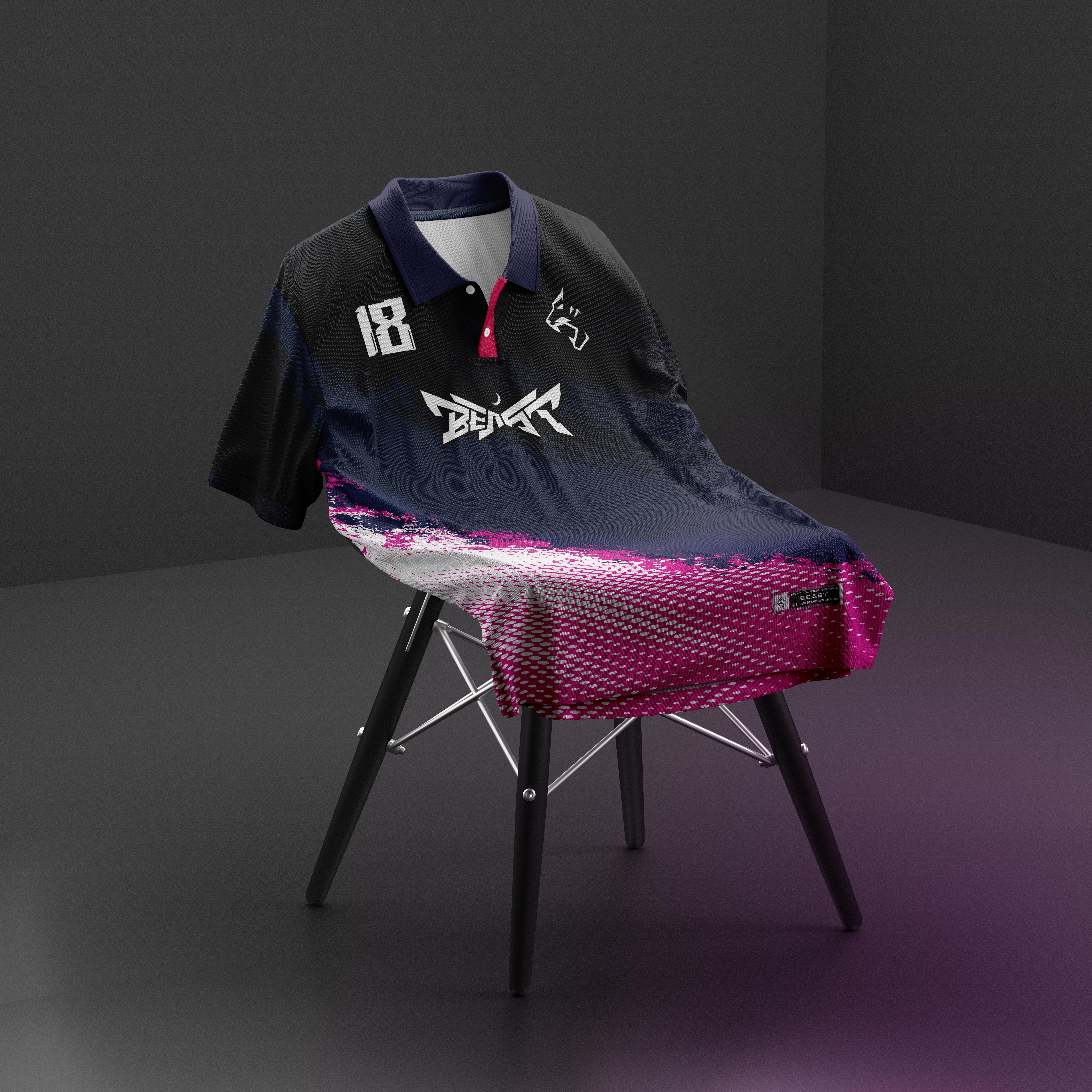 Cricket Polo Jersey Mockup On Chair