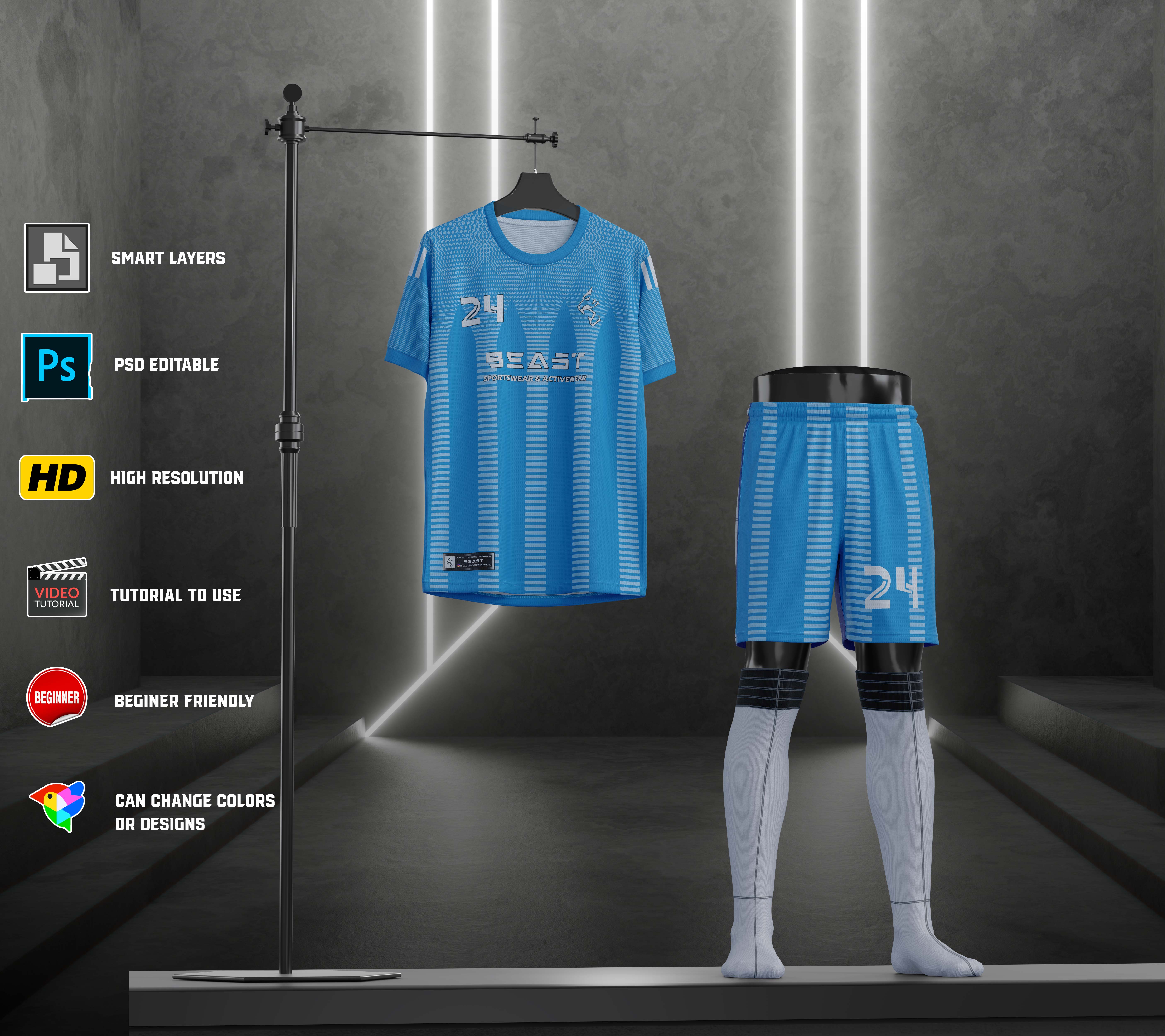 Amazing Soccer Jersey Mockup and Design Full Editable