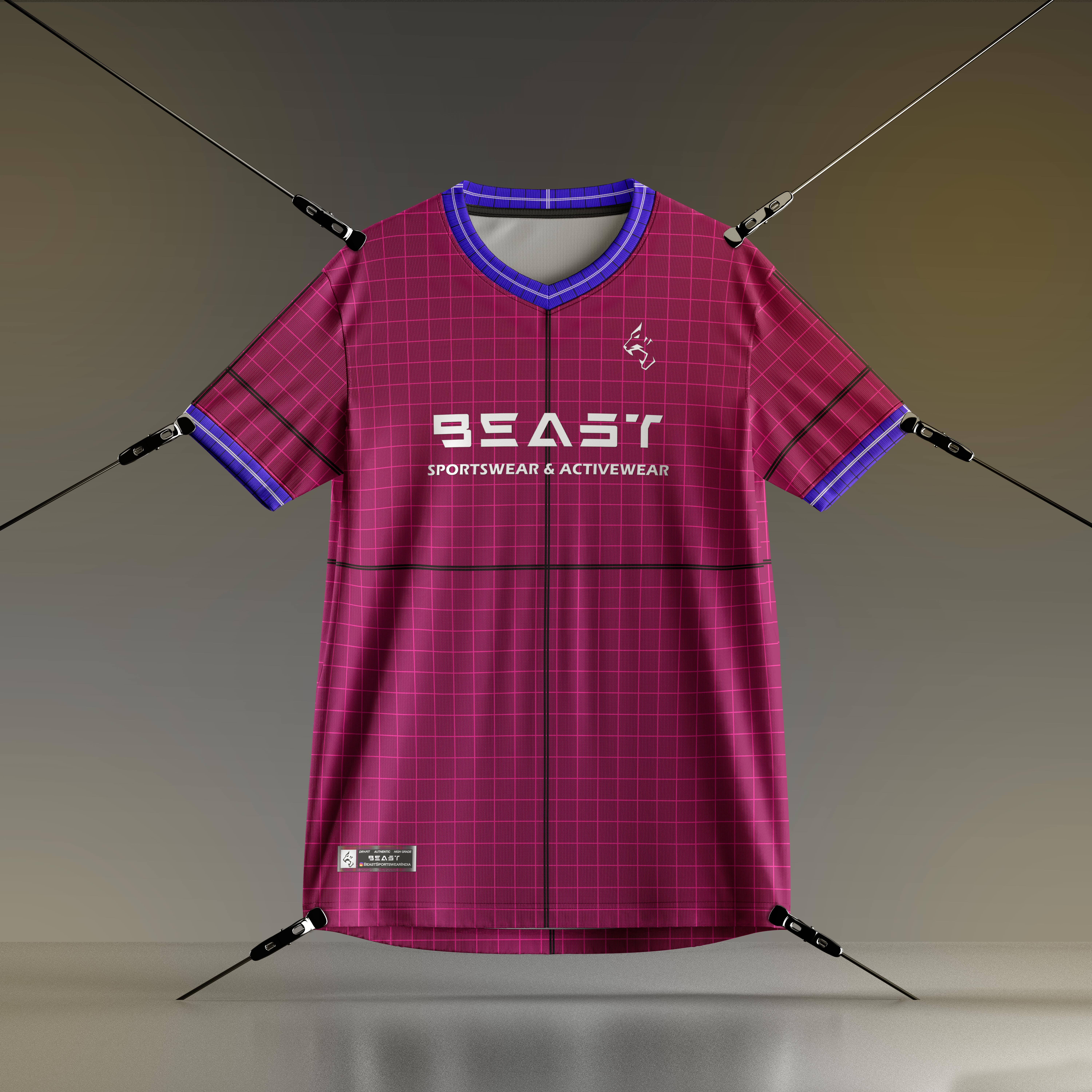 V neck Sports Jersey on Studio Clothspin PSD mockup