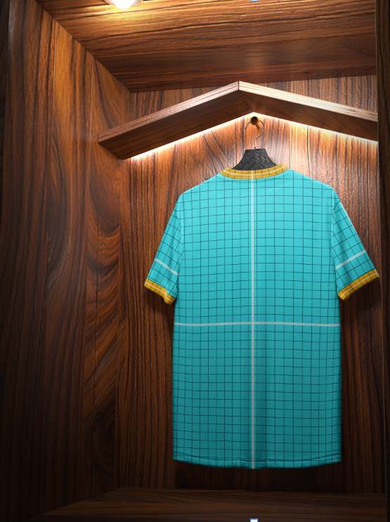 Round Neck Jersey Mockup in Locker Room Wardrobe | PSD editable