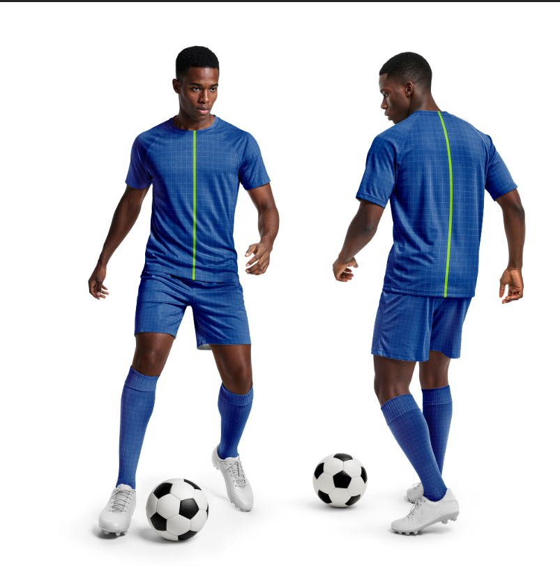 Black man wearing soccer kit Raglan SLeeve