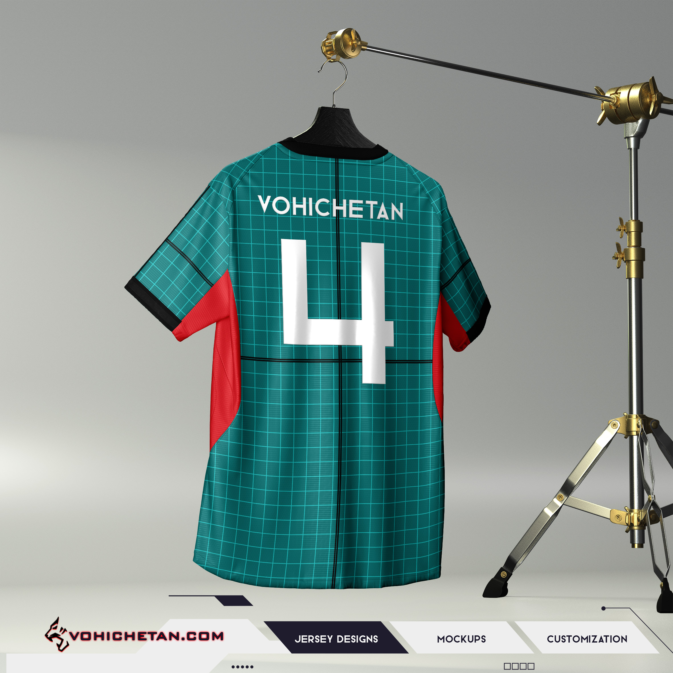 Puma Portugal Jersey 2026 on Studio Stand Mockup and Jersey Design