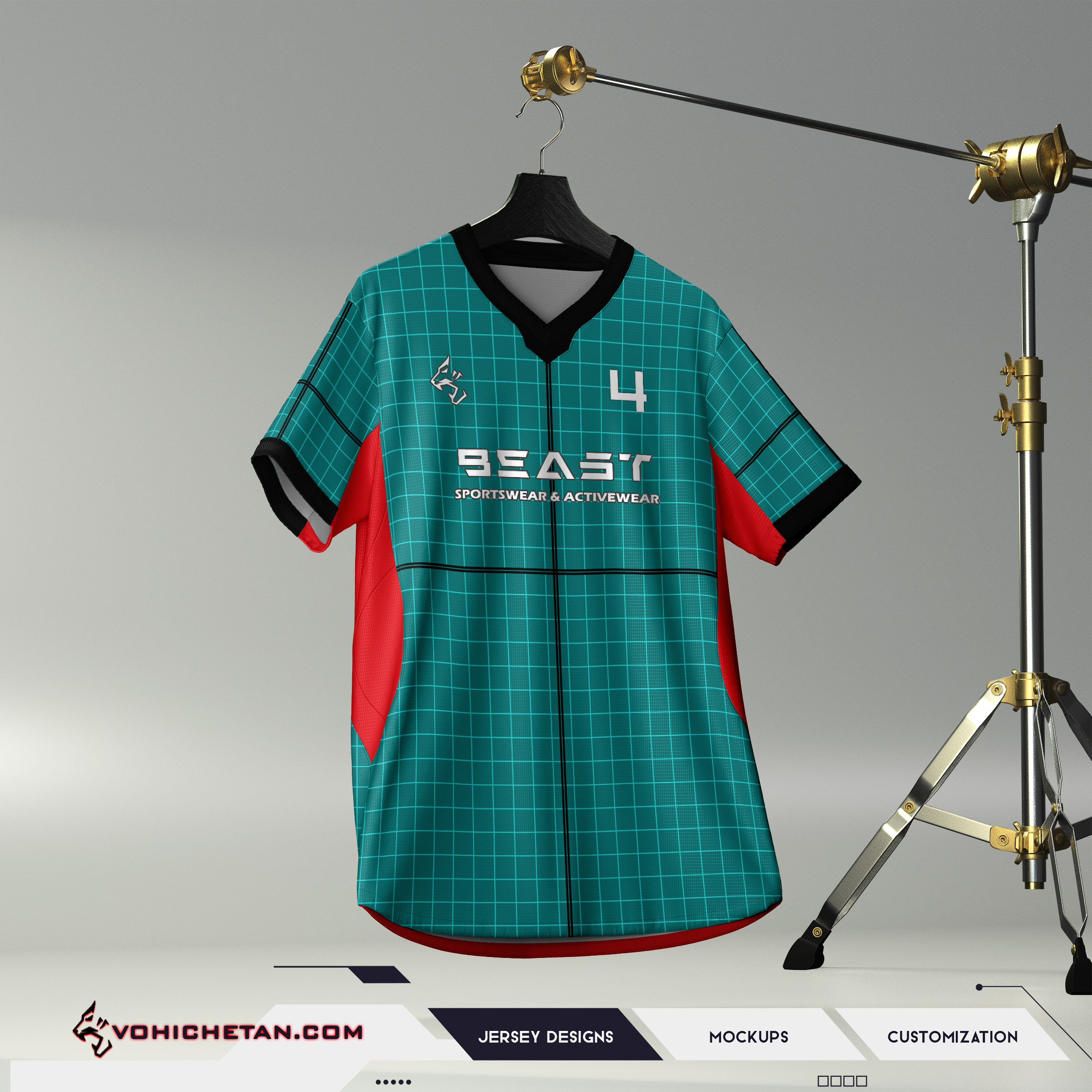 Puma Portugal Jersey 2026 on Studio Stand Mockup and Jersey Design