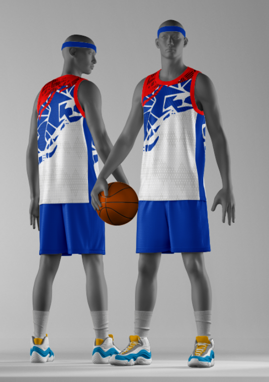 Mannequin wearing basketball kit holding ball Full editable mockup