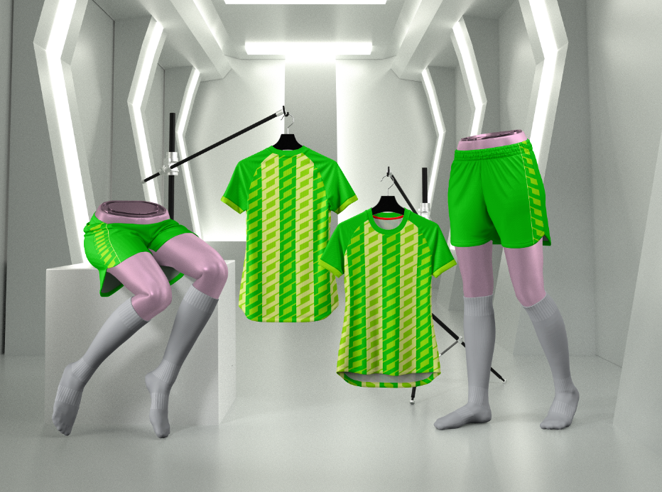 Female Round Neck Raglan Sleeve Jersey And shorts Mockup 