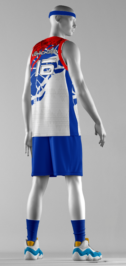 Mannequin wearing basketball kit holding ball Full editable mockup