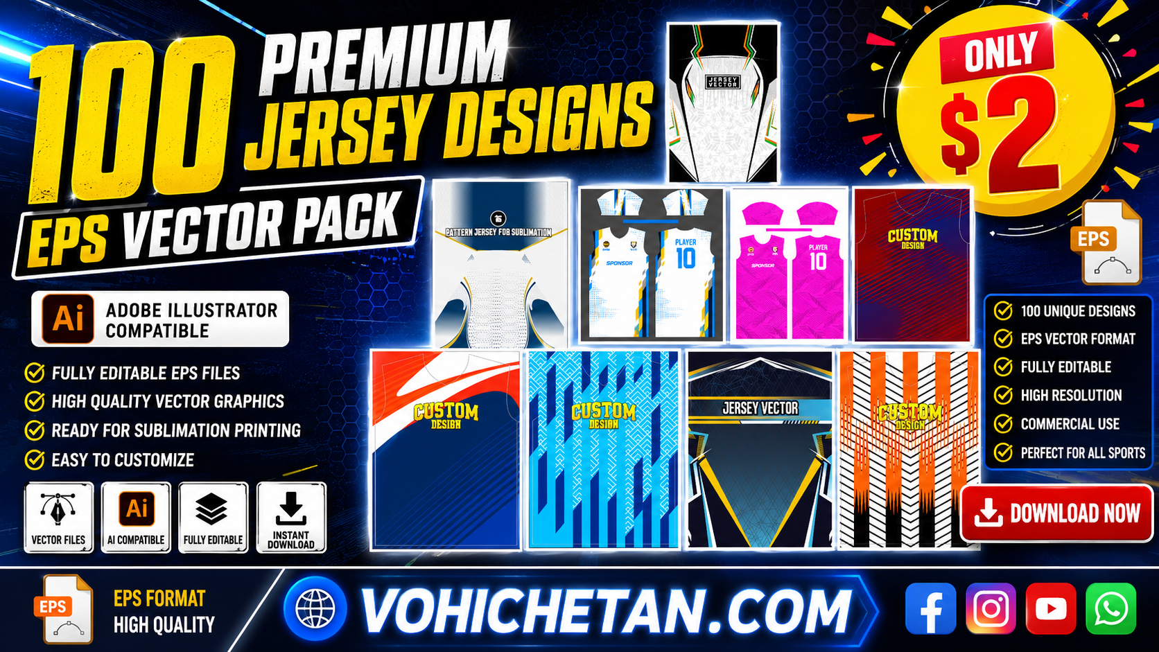 100 jersey design files EPS format